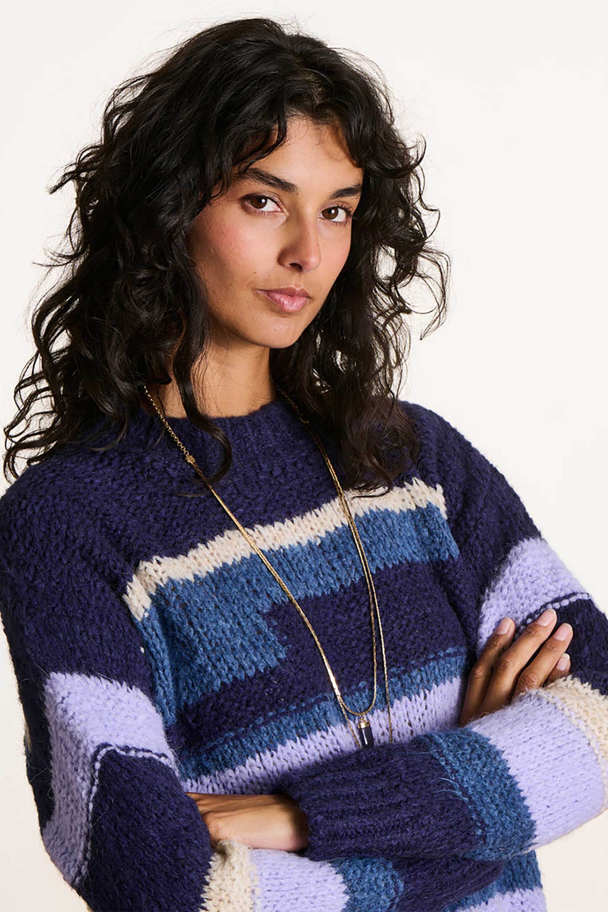 La Fée Maraboutée γυναικείο πουλόβερ με ριγέ σχέδιο - FK-PU-EFEMER Μπλε φωτογραφία