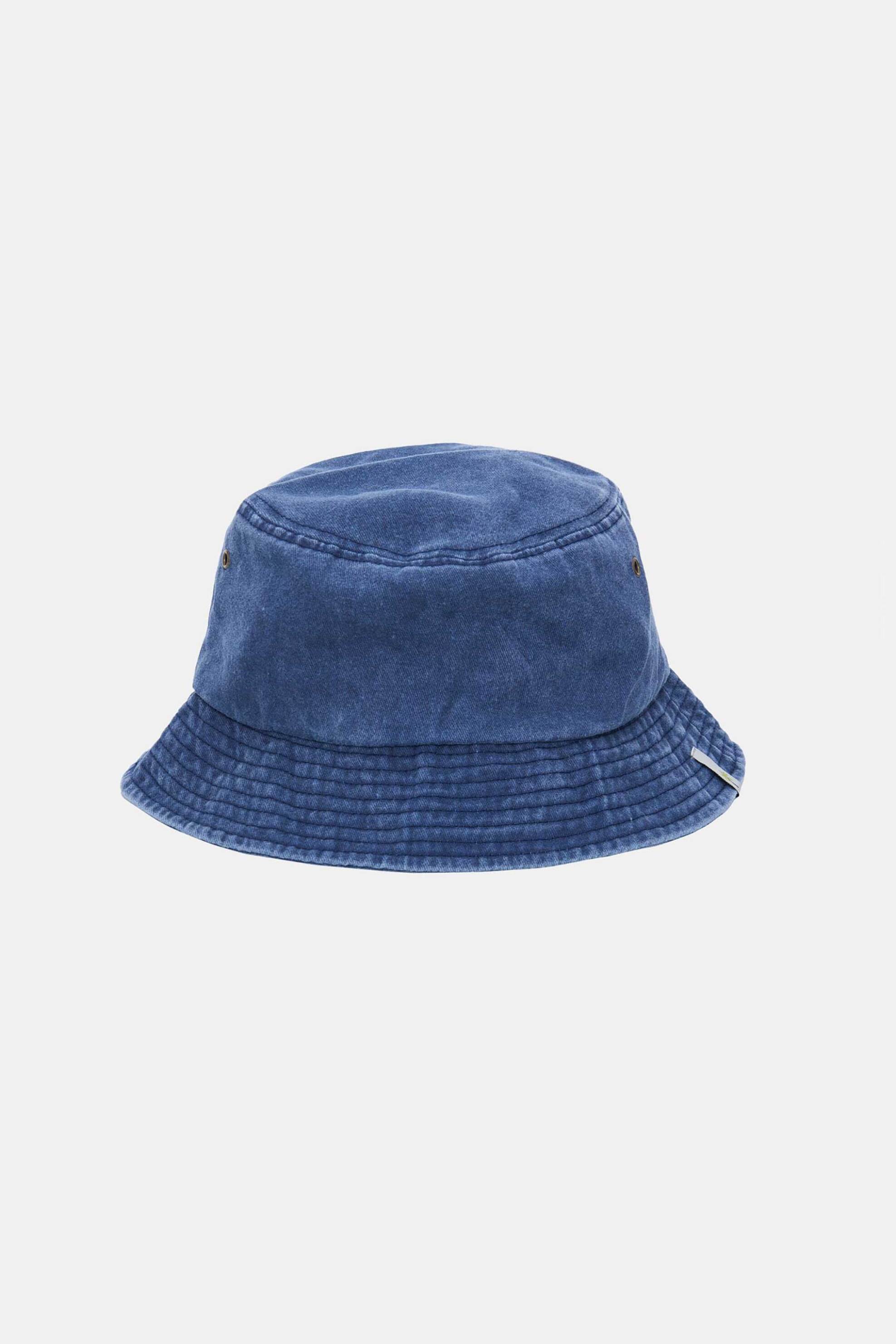 Ανδρική Μόδα > Ανδρικά Αξεσουάρ > Ανδρικά Καπέλα & Σκούφοι Funky Buddha ανδρικό βαμβακερό καπέλο bucket μονόχρωμο με patch στο γείσο - FBM007-060-10 Μπλε