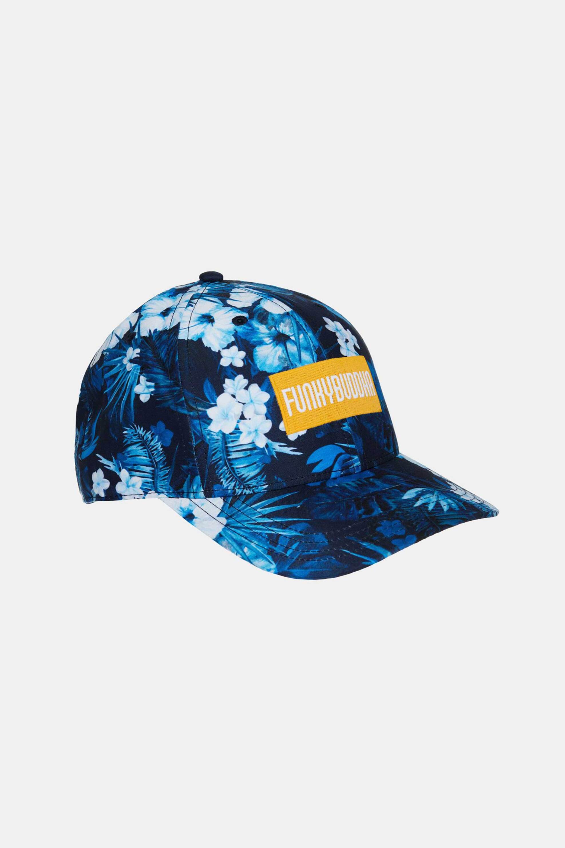 Ανδρική Μόδα > Ανδρικά Αξεσουάρ > Ανδρικά Καπέλα & Σκούφοι Funky Buddha ανδρικό καπέλο jockey με all-over floral print και κεντημένο λογότυπο - FBM007-071-10 Σκούρο Μπλε