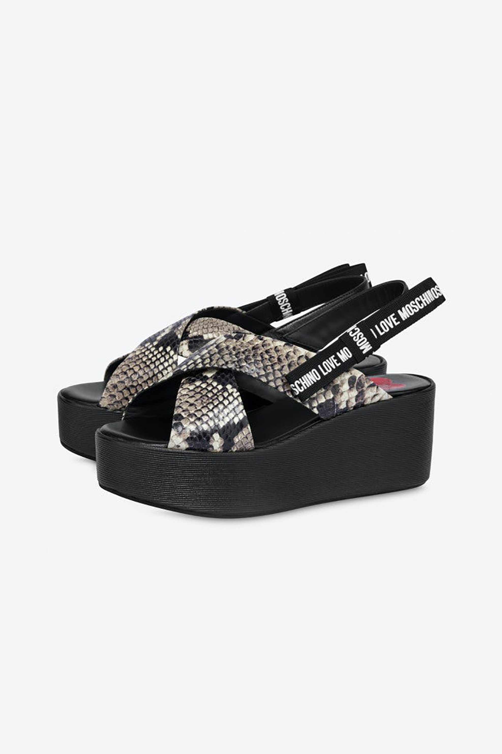 LOVE MOSCHINO Love Moschino γυναικεία σανδάλια με animal print και logo tape - JA16187I0EJCR Μαύρο - 2