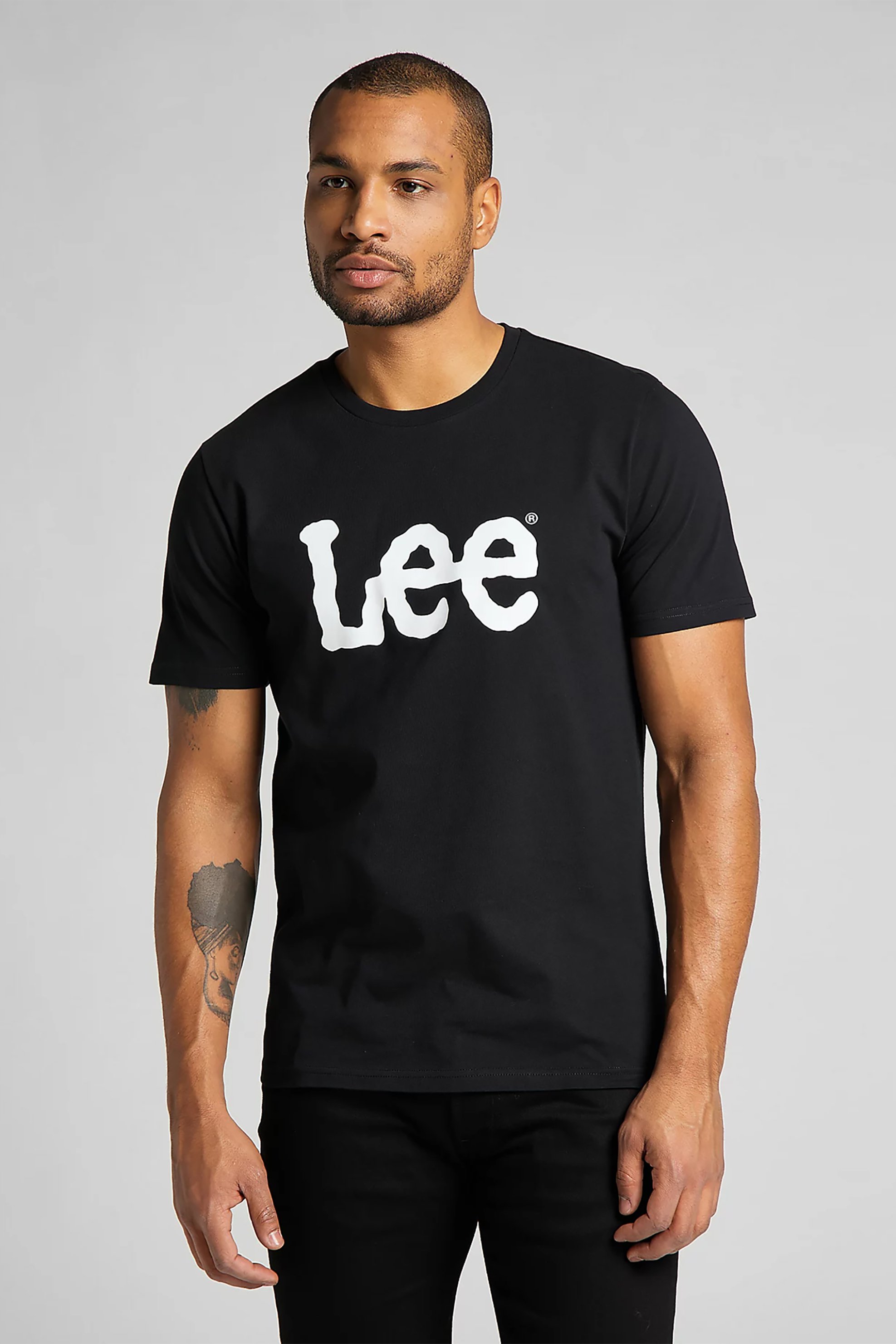 Lee ανδρικό T-shirt Regular Fit "Wobbly Logo Tee" - L65QAI01-** Μαύρο