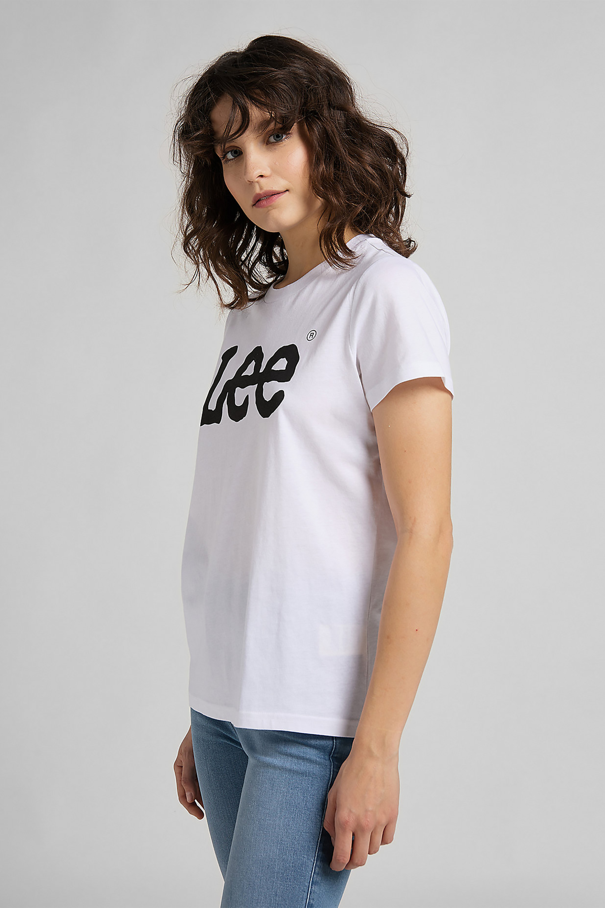 Lee γυναικείο T-shirt με logo print Regular Fit "Logo Tee" - L42UER12-** Λευκό φωτογραφία
