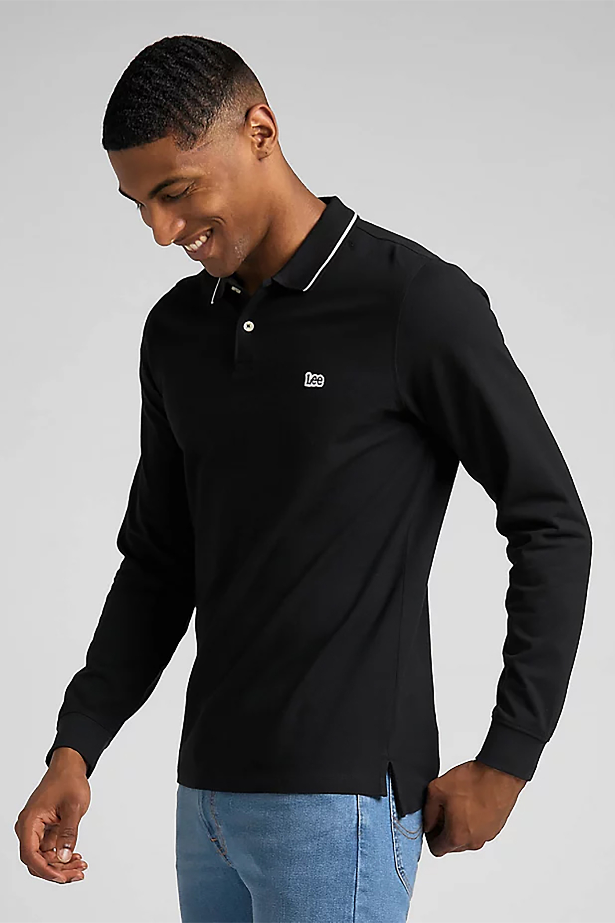 Lee® ανδρική μπλούζα πόλο με κεντημένο λογότυπο στο στήθος - L61VRL02 Μαύρο φωτογραφία