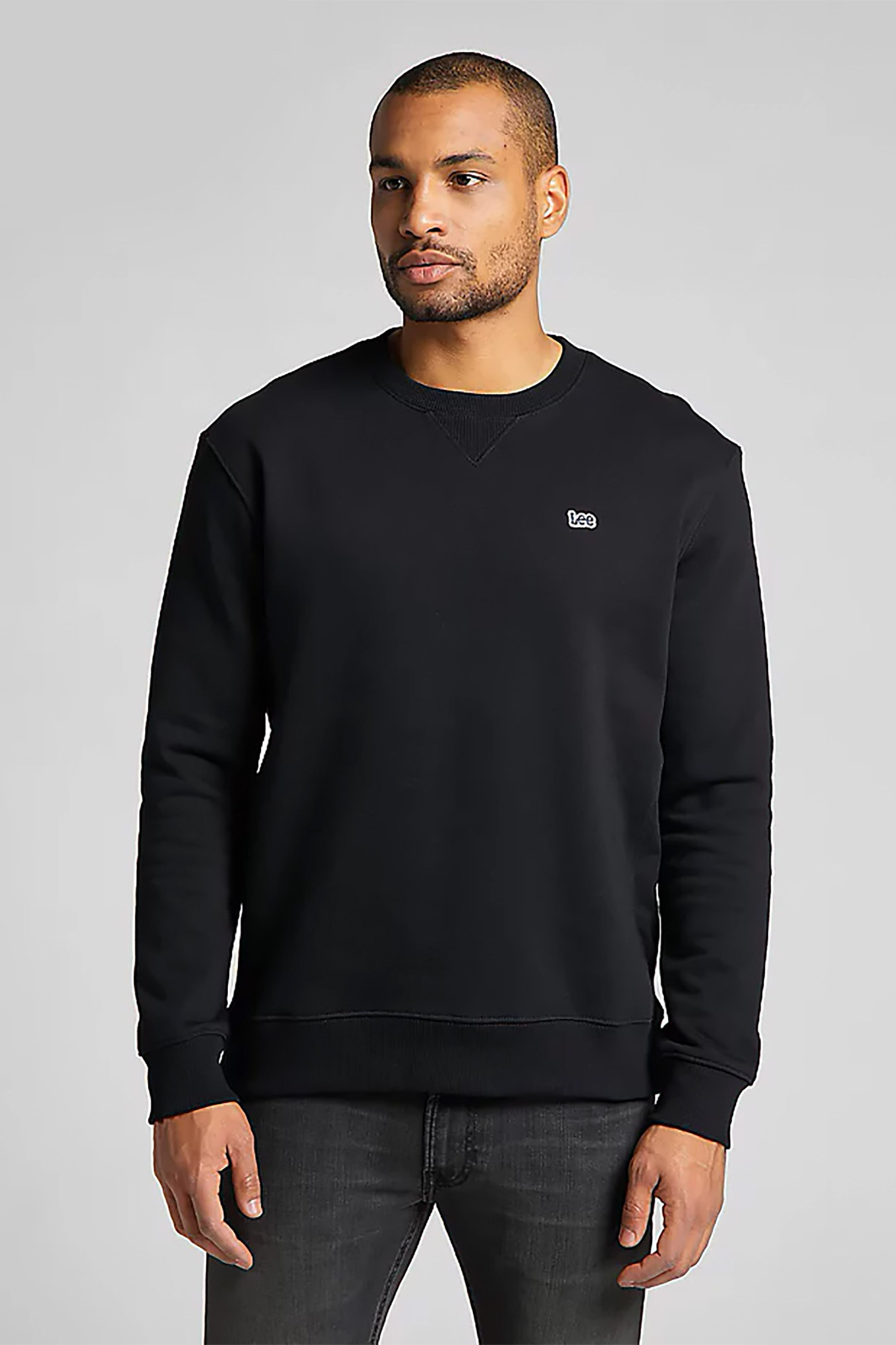 LEE Lee ανδρική μπλούζα φούτερ μονόχρωμη με κεντημένο λογότυπο στο στήθος - L81ITJ01-** Μαύρο