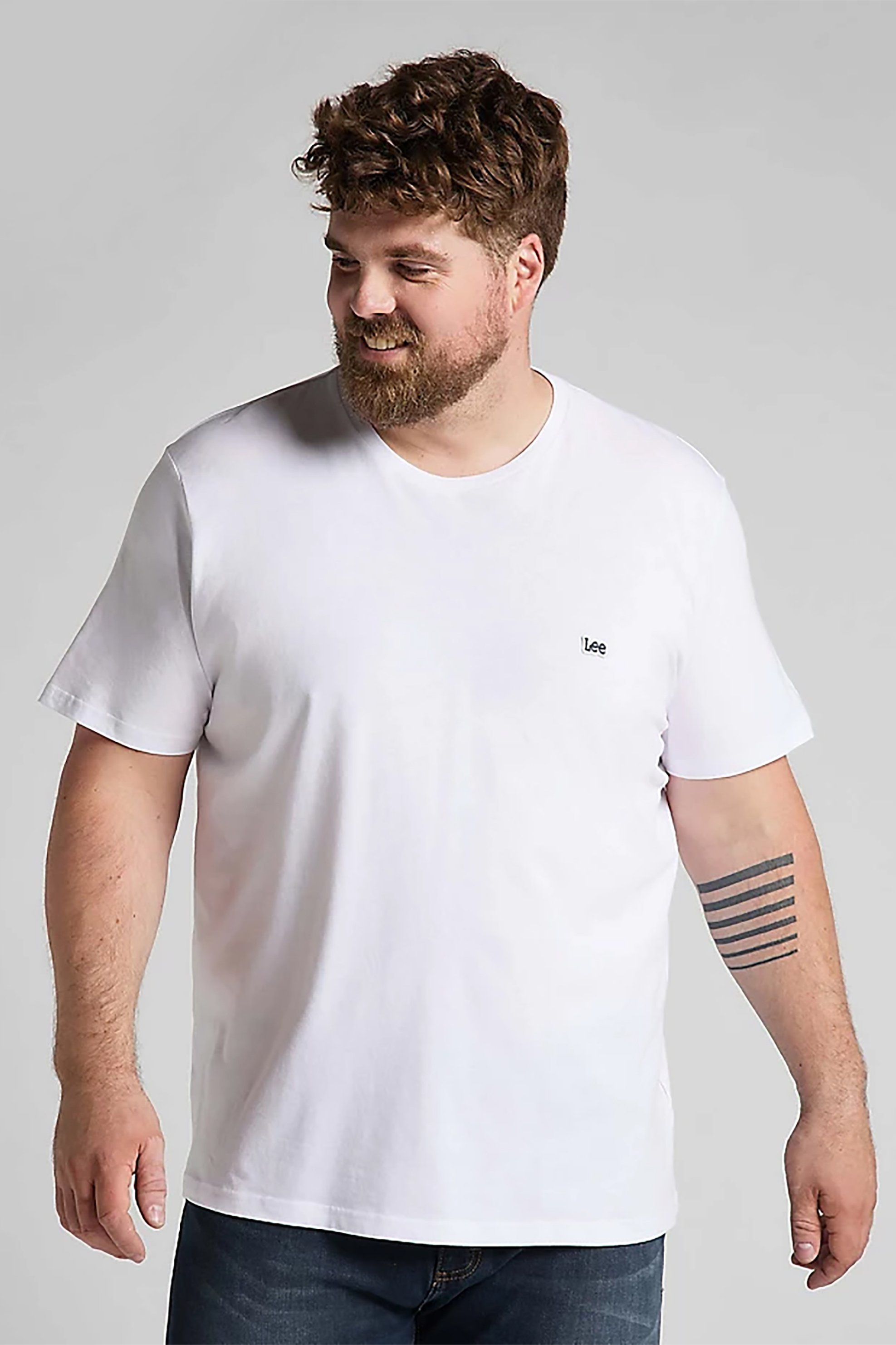 Lee ανδρικό T-shirt μονόχρωμο με logo patch Regular Fit - L60UFQ12-** Λευκό