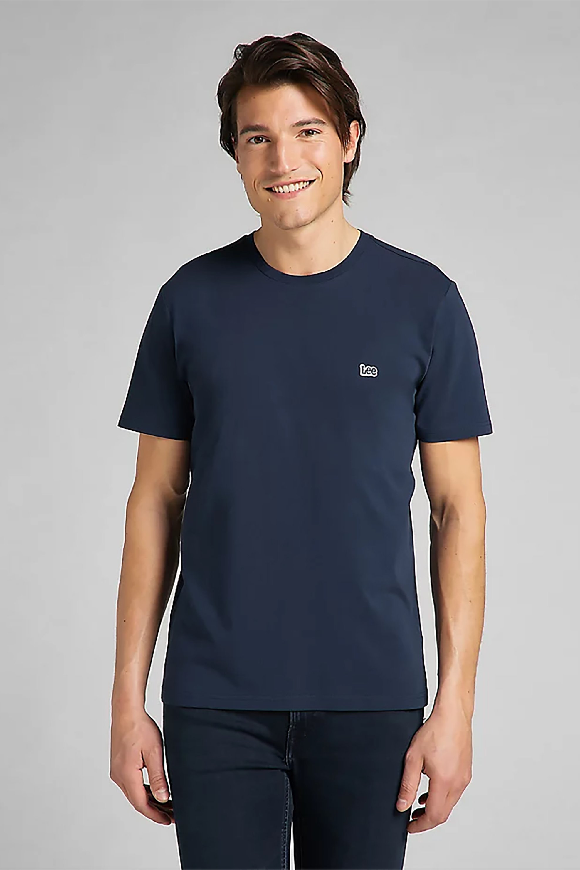 LEE Lee ανδρικό T-shirt μονόχρωμο με logo patch Regular Fit - L60UFQ35-** Μπλε Σκούρο