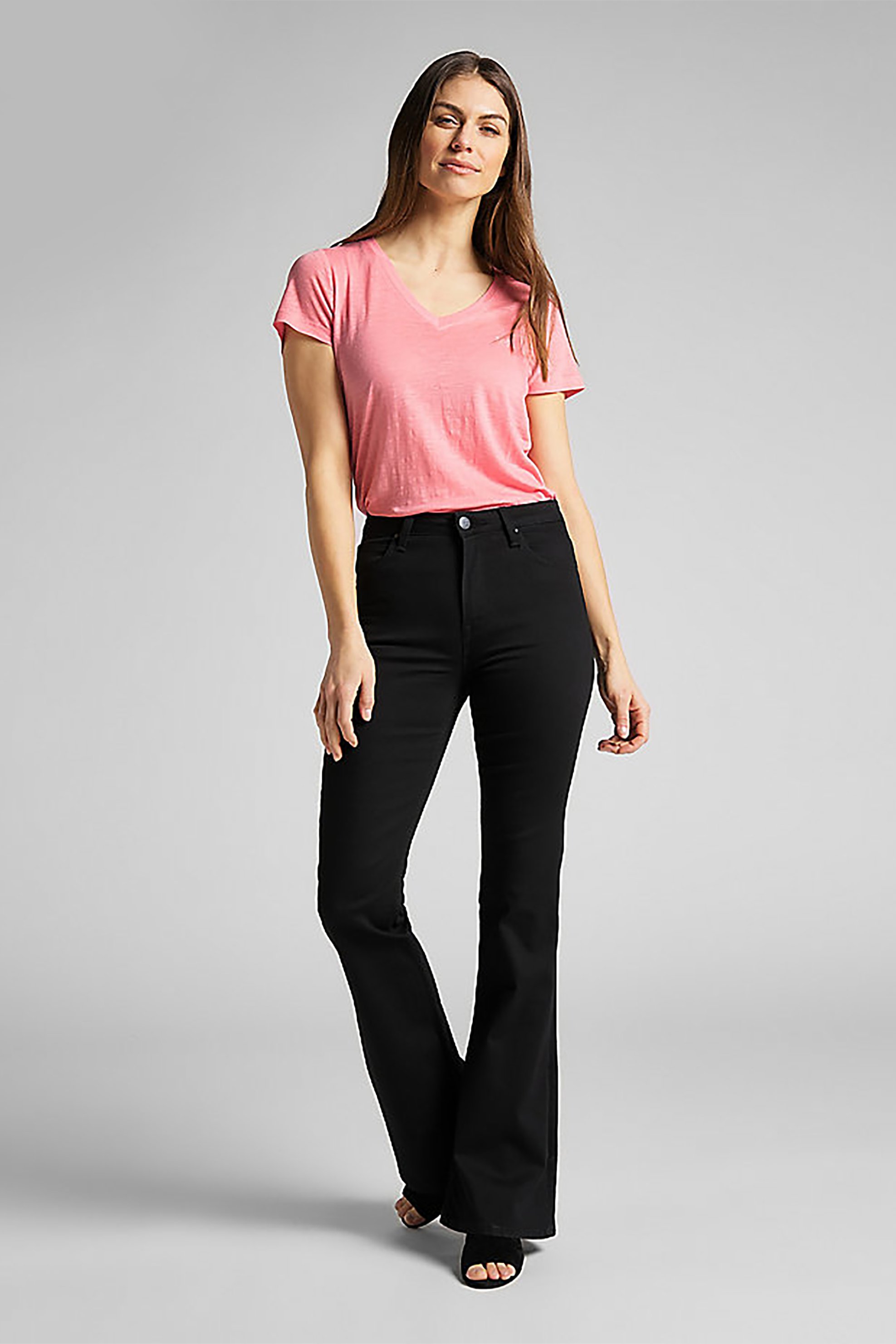 Lee γυναικείο τζην παντελόνι ψηλόμεσο flared με logo patch "Breese"