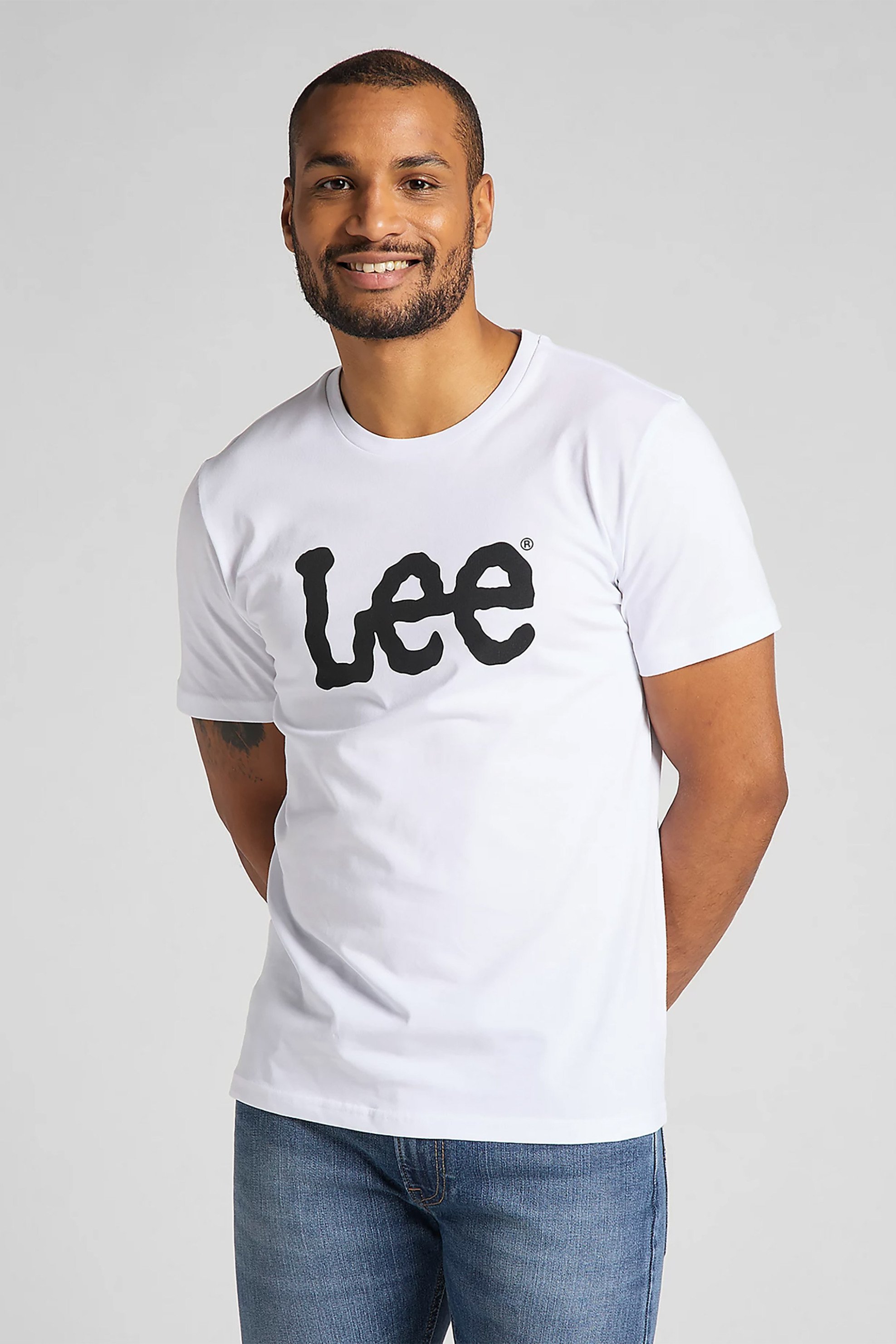 Lee® ανδρικό T-shirt με logo print και στρογγυλή λαιμόκοψη - L65QAI12 Λευκό