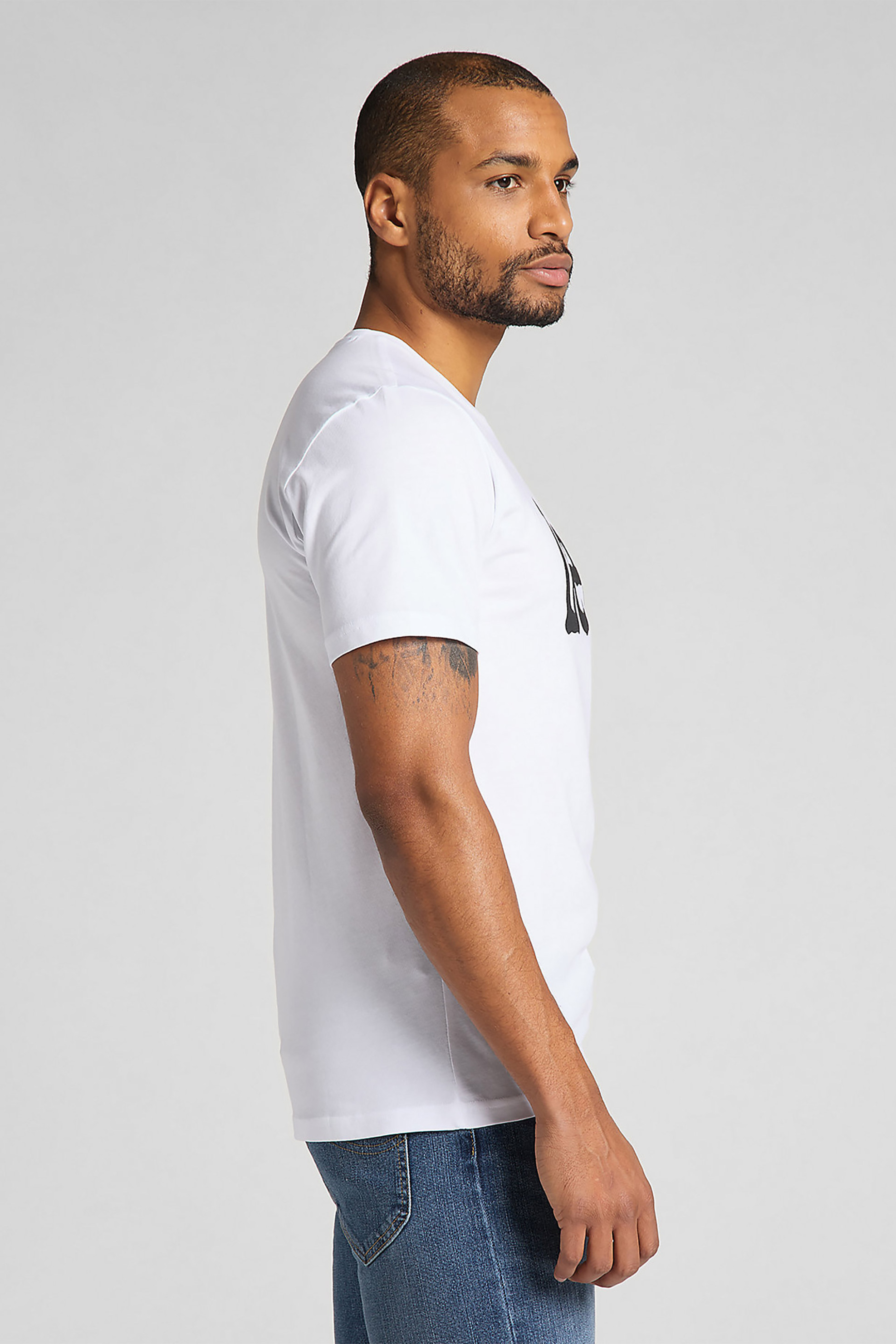 Lee® ανδρικό T-shirt με logo print και στρογγυλή λαιμόκοψη - L65QAI12 Λευκό φωτογραφία