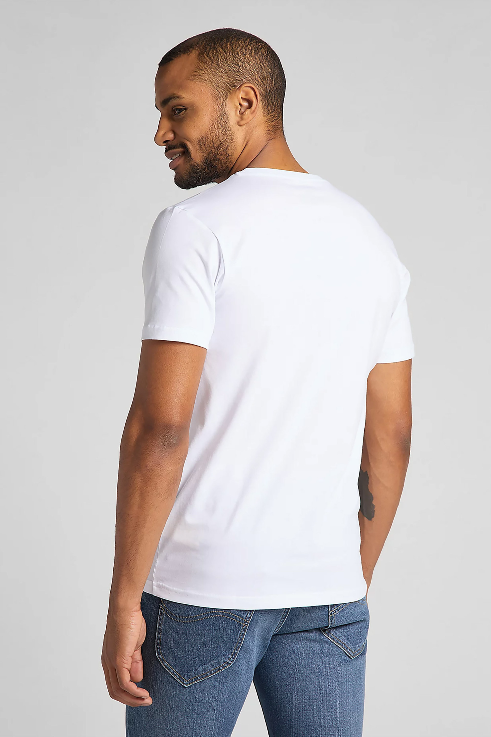 Lee® ανδρικό T-shirt με logo print και στρογγυλή λαιμόκοψη - L65QAI12 Λευκό φωτογραφία