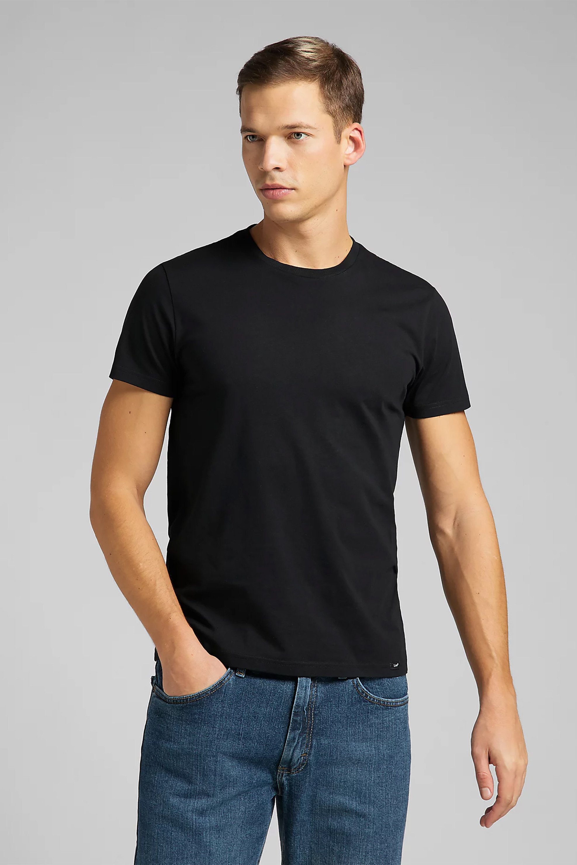 Lee® σετ ανδρικά T-shirt μονόχρωμα με στρογγυλή λαιμόκοψη (2 τεμάχια) - L680CM01-** Μαύρο