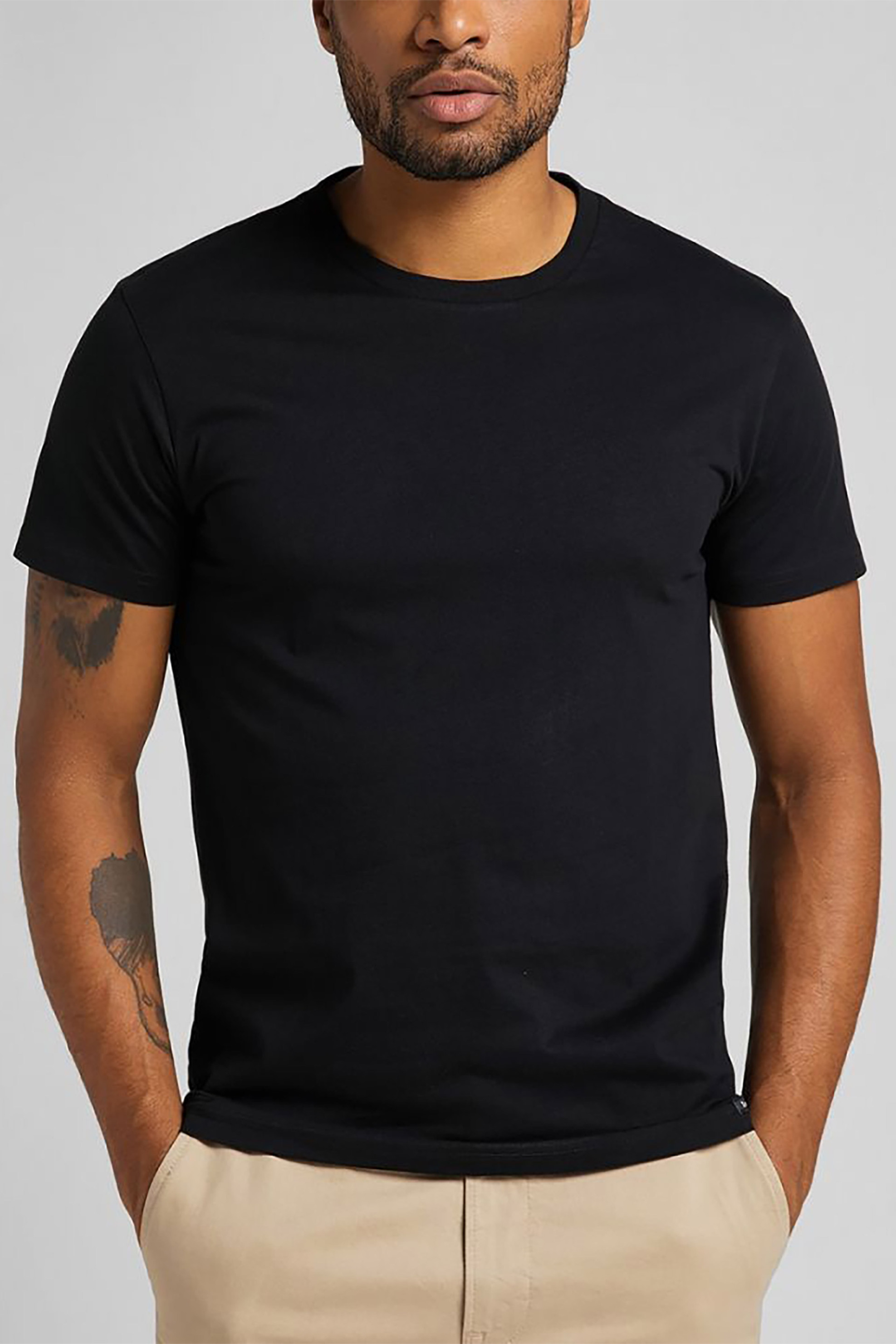 Lee® σετ ανδρικά T-shirt μονόχρωμα με στρογγυλή λαιμόκοψη και κοντό μανίκι (2 τεμάχια) - L680CMKW-** Μαύρο