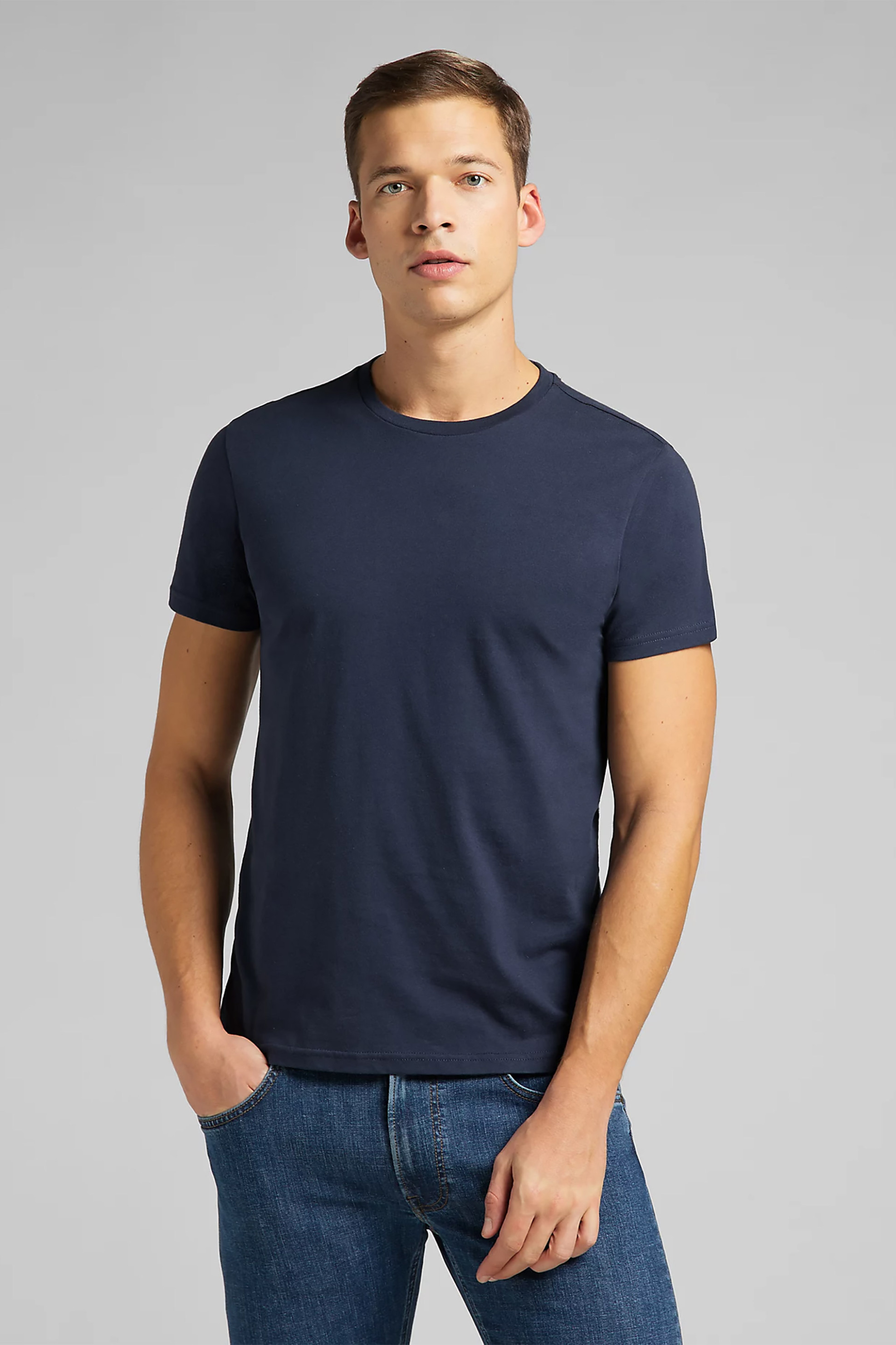 Lee® σετ ανδρικά T-shirt μονόχρωμα με στρογγυλή λαιμόκοψη (2 τεμάχια) - L680CMLD-** Μπλε Σκούρο
