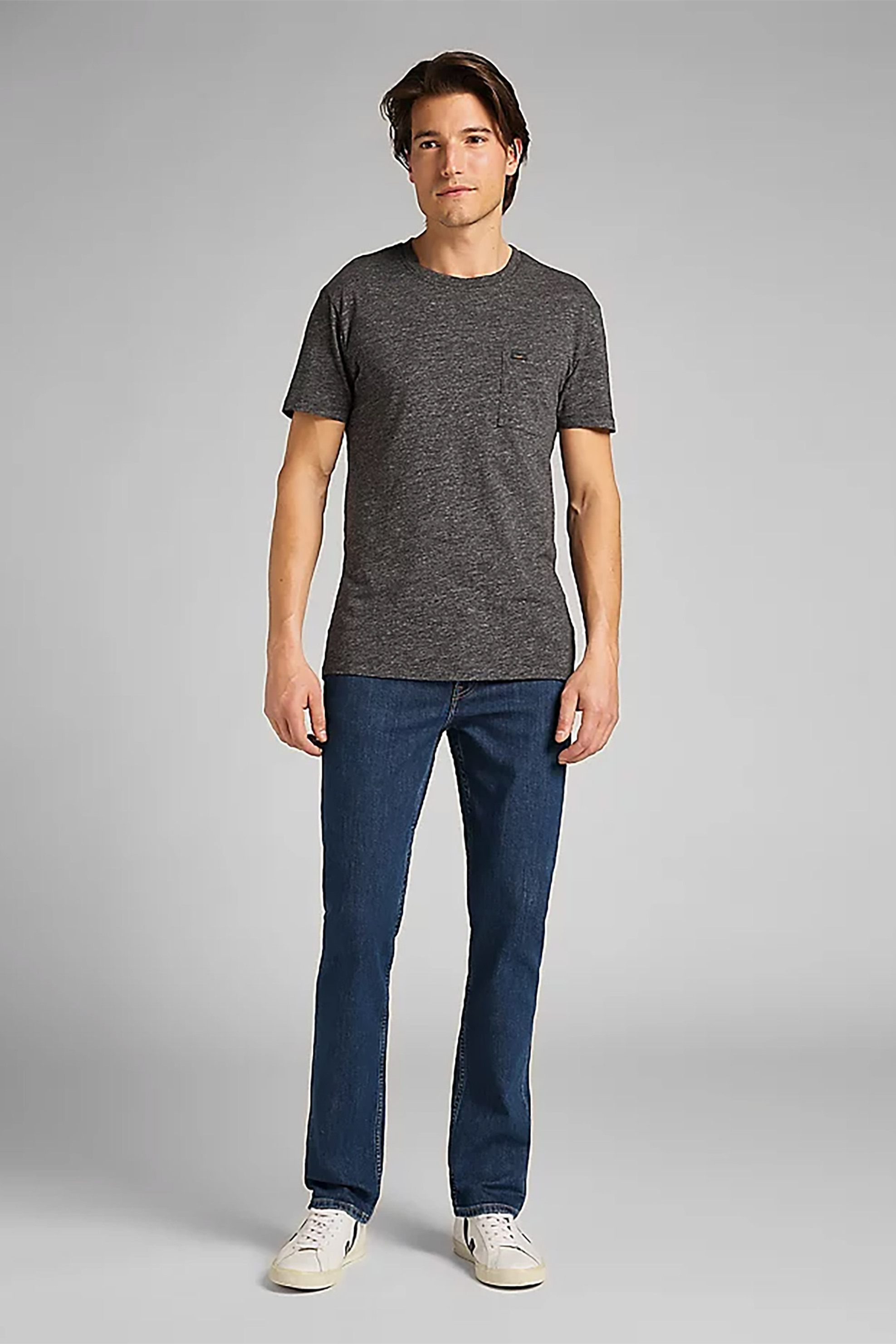 LEE Lee ανδρικό τζιν παντελόνι πεντάτσεπο ελαφρώς ψηλόμεσο "Brooklyn Straight" - L452PX46-** Denim Blue Σκούρο