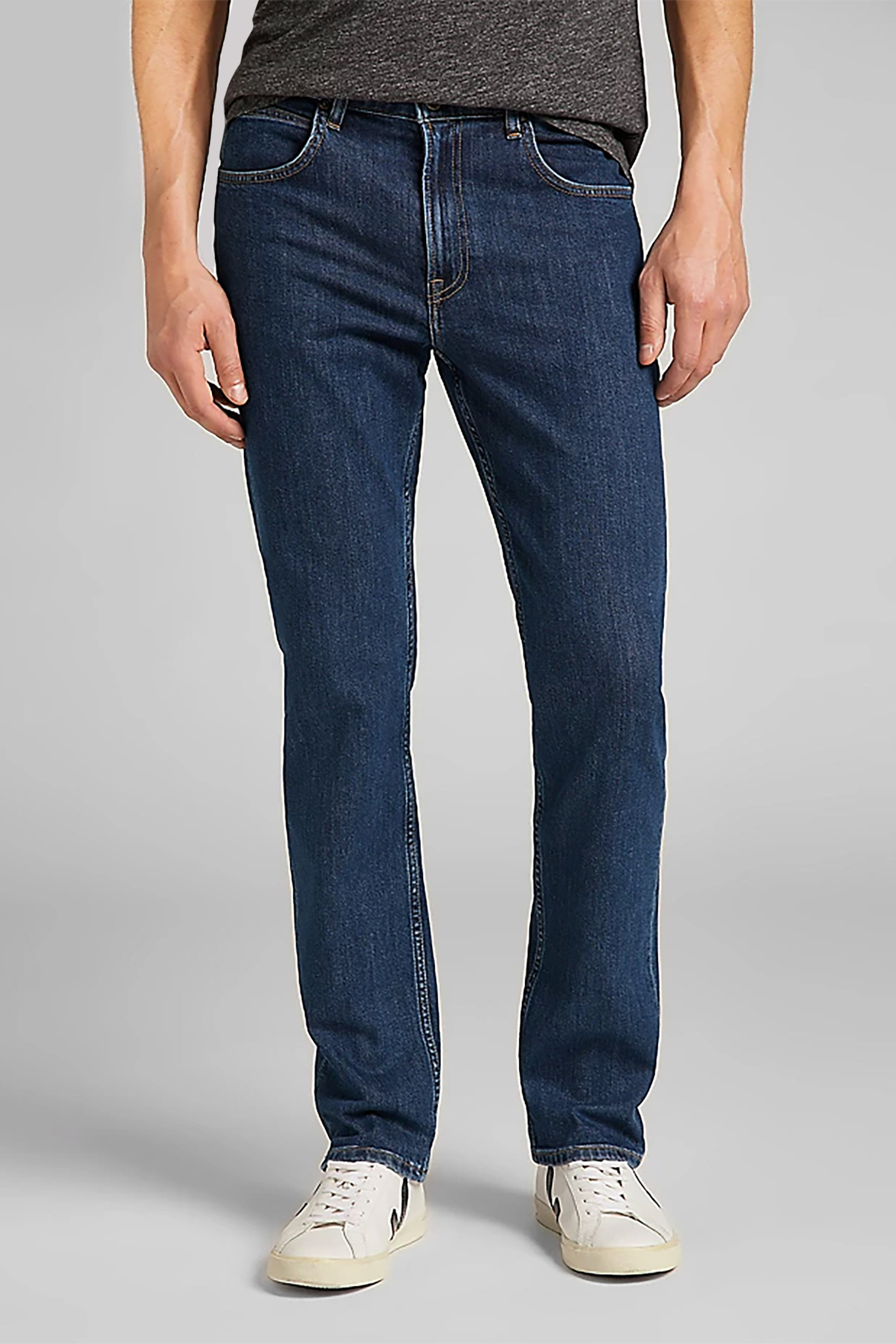 Lee ανδρικό τζιν παντελόνι πεντάτσεπο ελαφρώς ψηλόμεσο "Brooklyn Straight" - L452PX46-** Denim Blue Σκούρο φωτογραφία