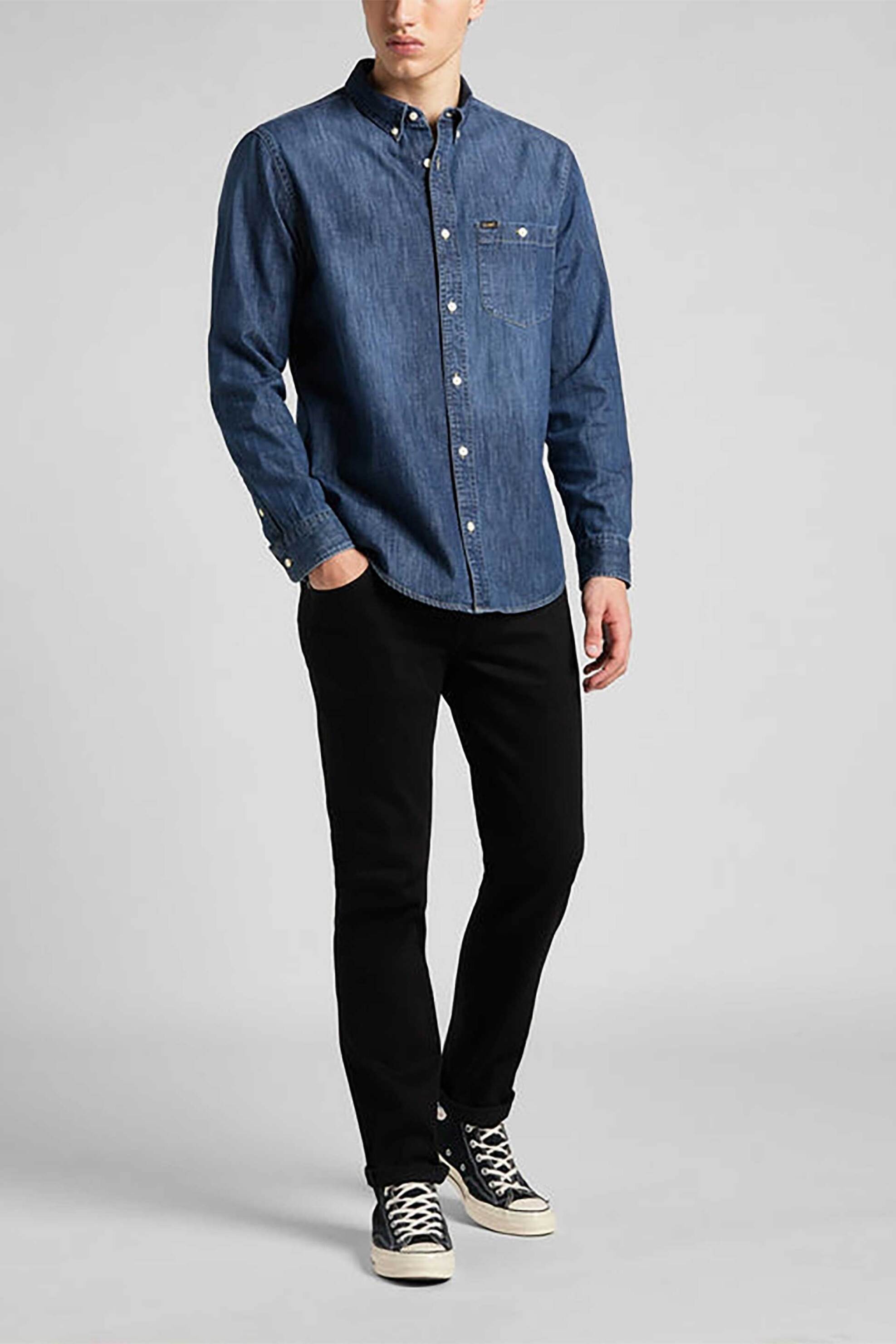 Lee® ανδρικό τζιν παντελόνι πεντάτσεπο Slim Fit "Rider" - 112140635 Μαύρο