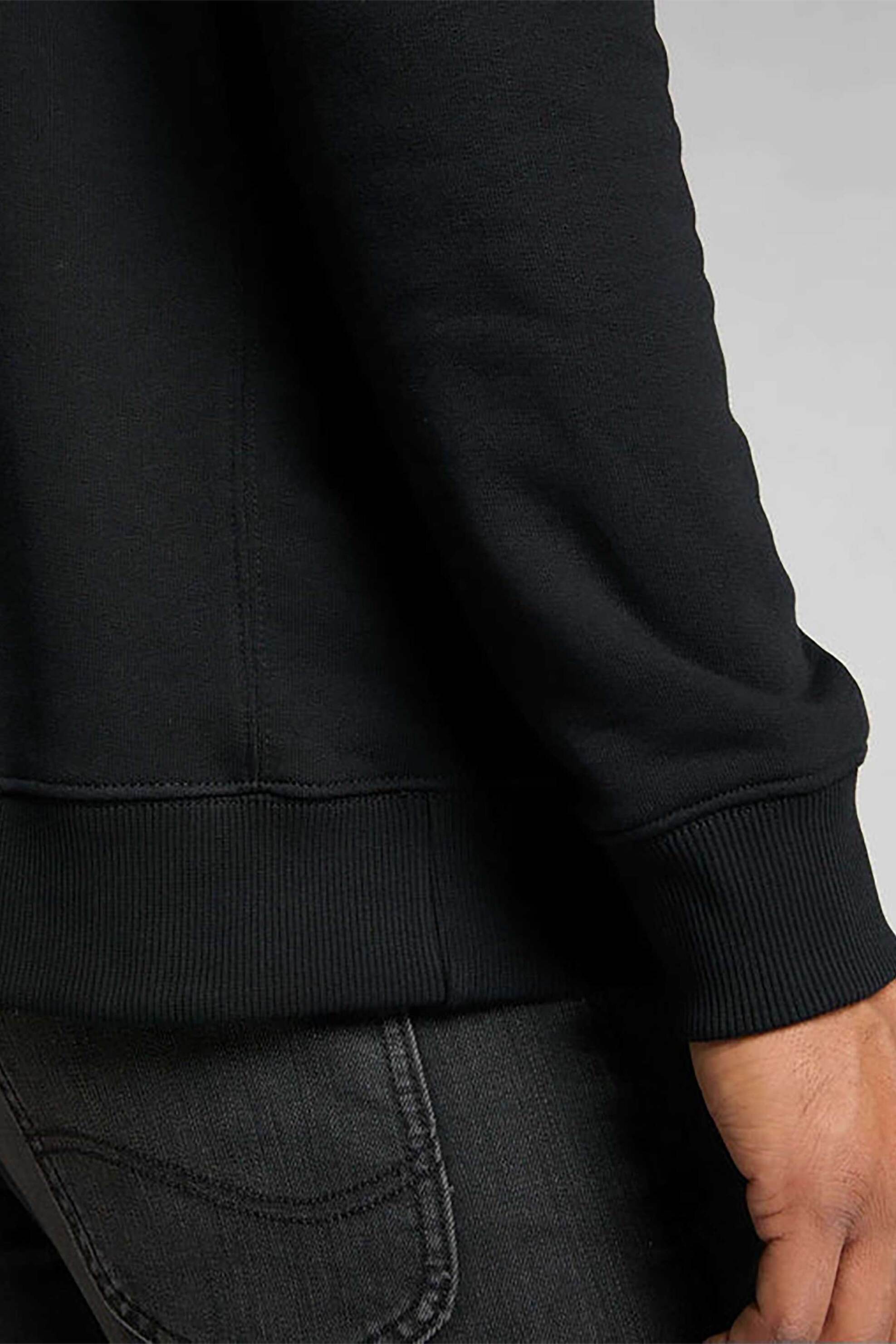 Lee Ανδρική Μπλούζα Φούτερ με Λογότυπο Regular Fit Plain Crew Sweatshirt - 112121791 Μαύρο