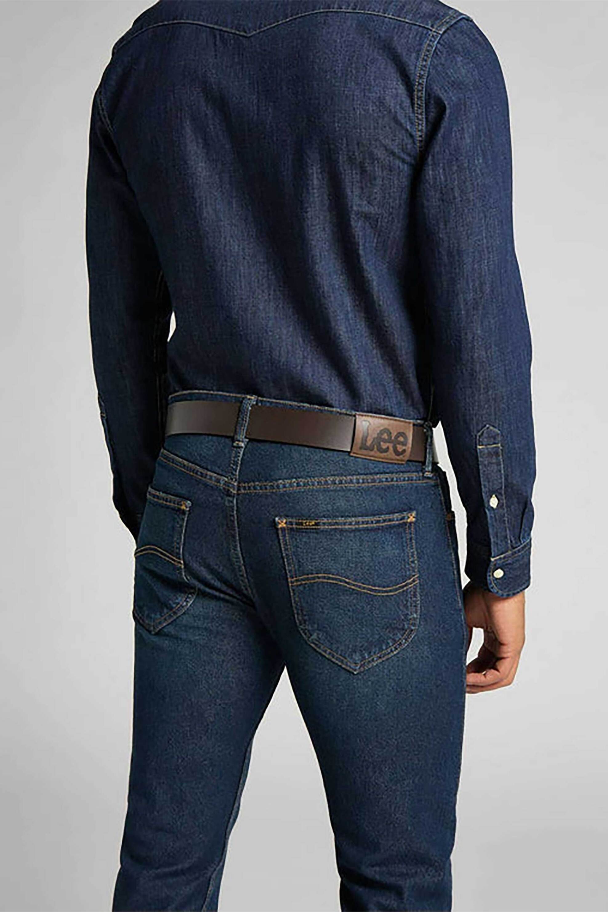 Lee® ανδρική δερμάτινη ζώνη με μεταλλική αγκράφα και λογότυπο - 112124607 Καφέ φωτογραφία