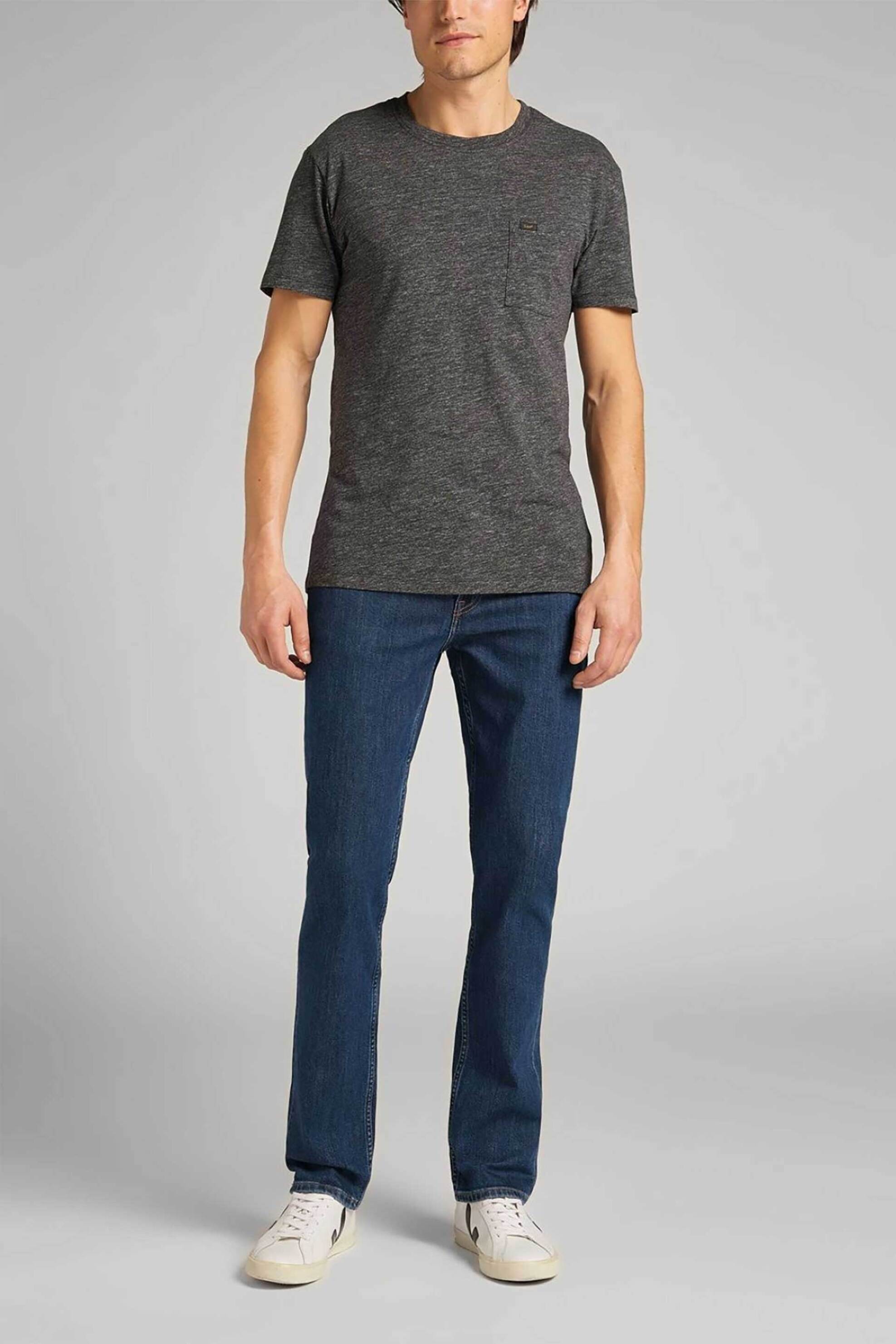 LEE Lee® ανδρικό τζιν παντελόνι πεντάτσεπο Straight Fit "Brooklyn" - 112140128 Denim Blue Σκούρο