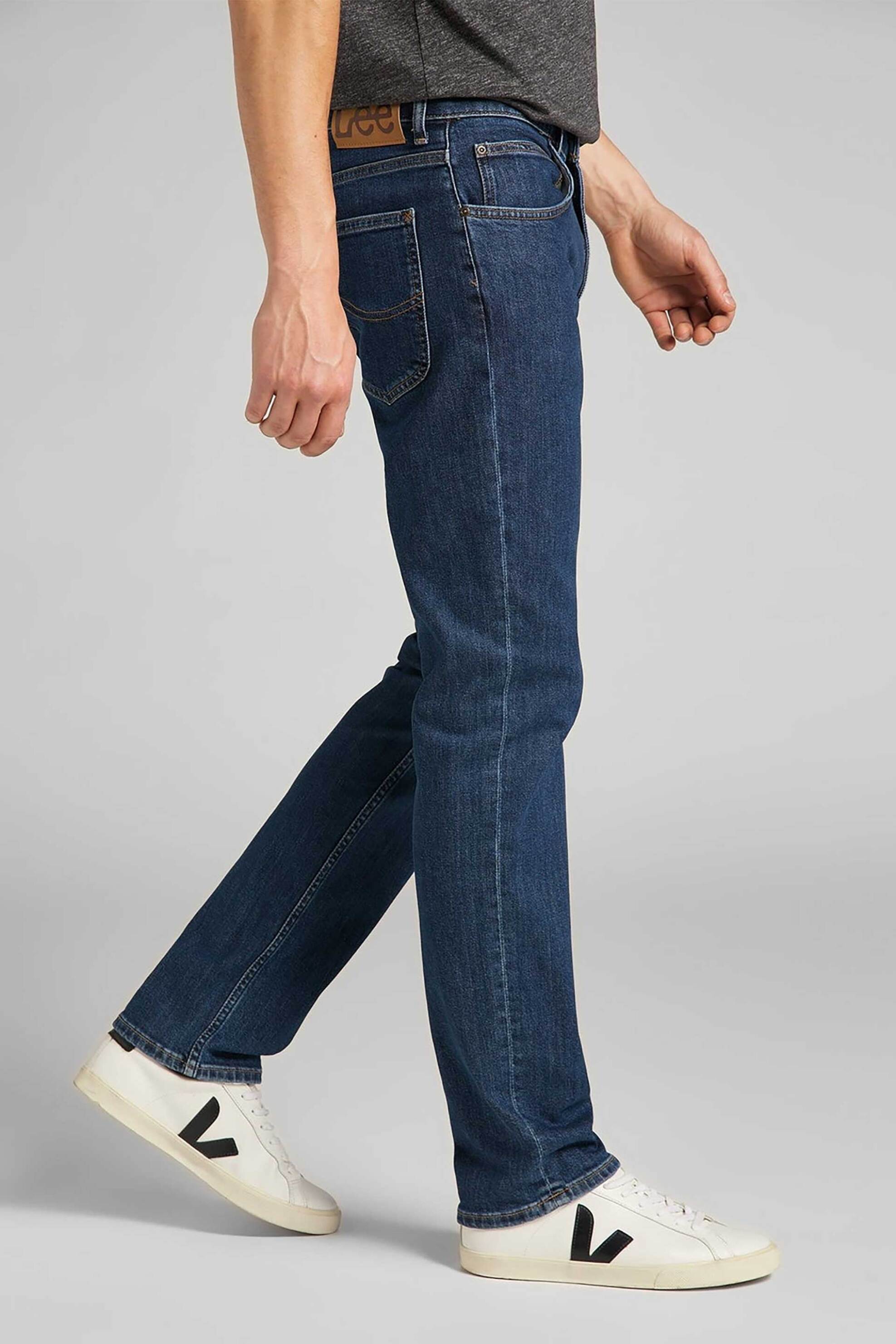 Lee® ανδρικό τζιν παντελόνι πεντάτσεπο Straight Fit "Brooklyn" - 112140128 Denim Blue Σκούρο φωτογραφία