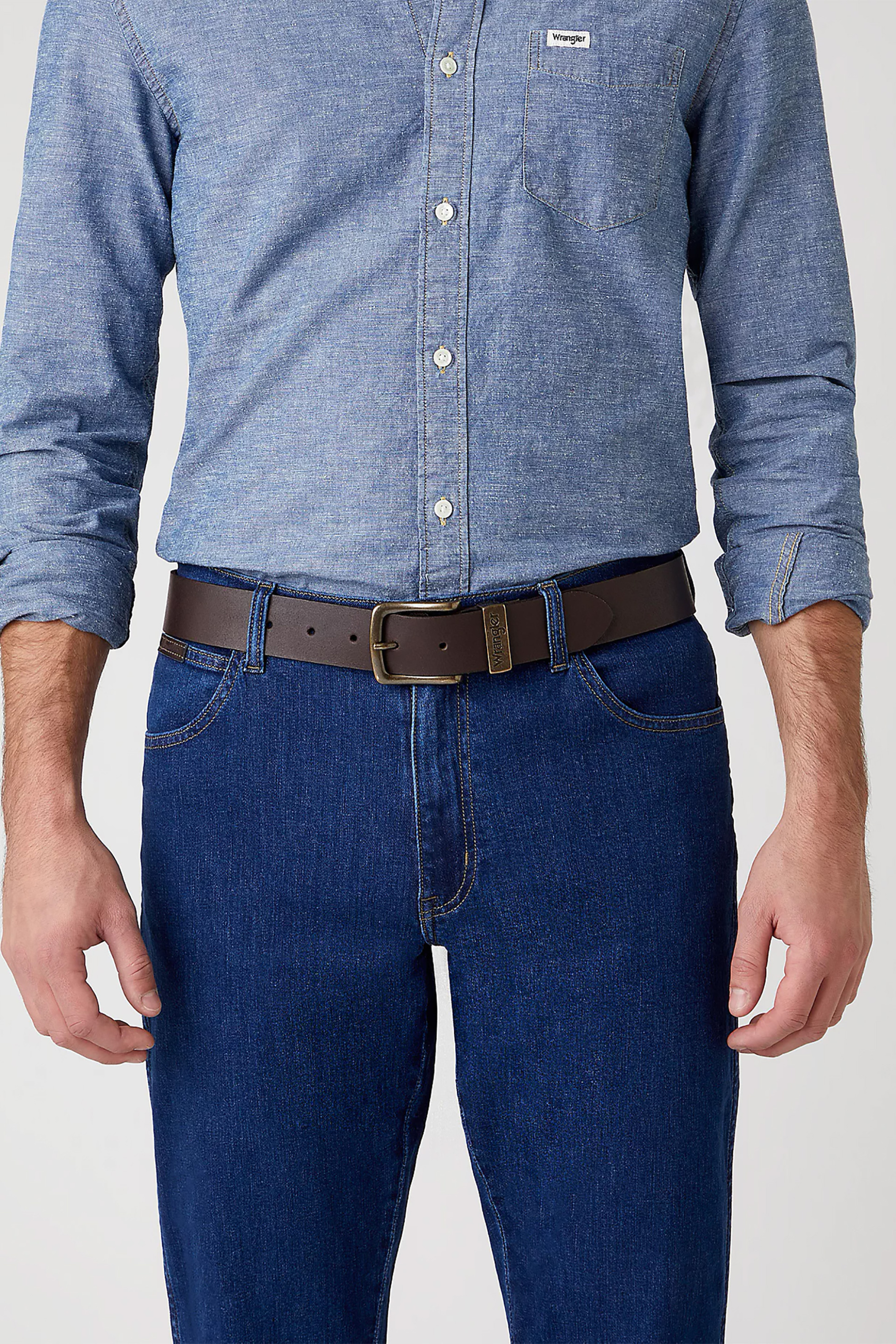 Wrangler Ανδρική Δερμάτινη Ζώνη Basic Metal Loop - W0080Us85-** Καφέ