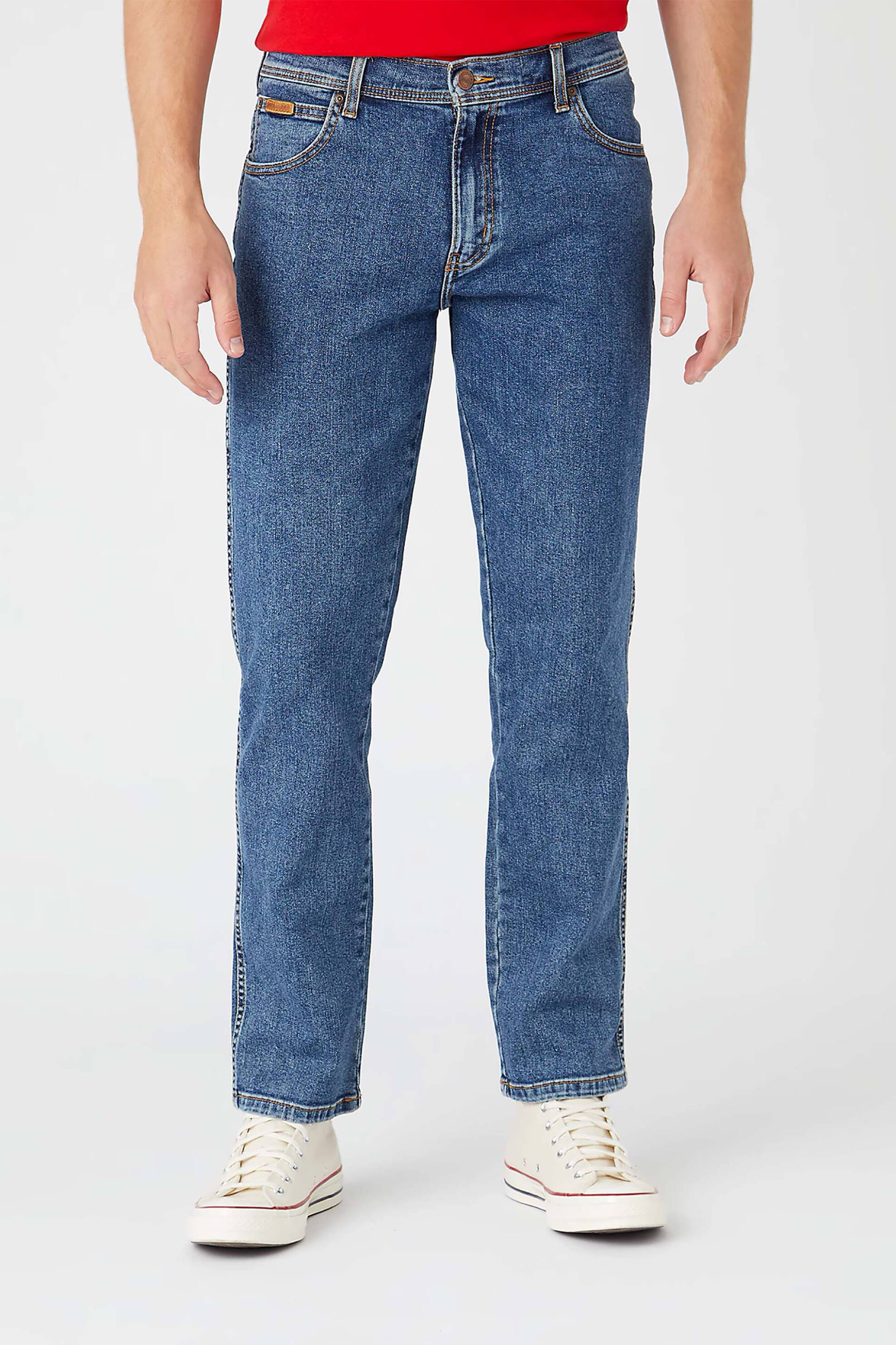 Wrangler® ανδρικό denim παντελόνι πεντάτσεπο με logo patch "Texas Stonewash" - W12133010 Denim Blue φωτογραφία