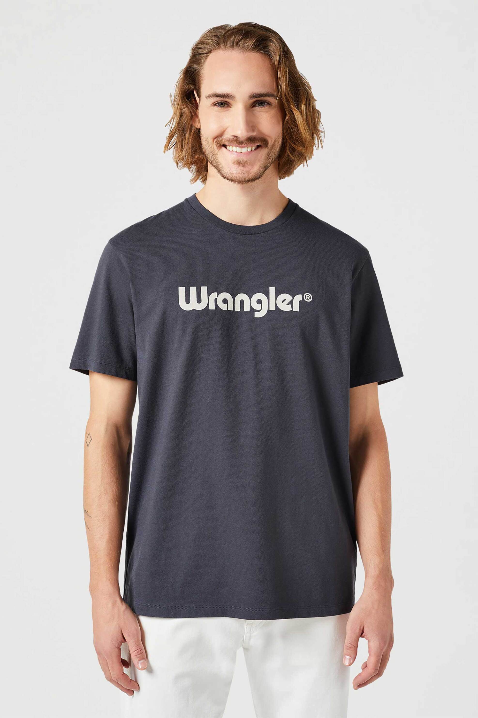 Wrangler® ανδρικό T-shirt με logo print Regular Fit - 112350526 Μαύρο