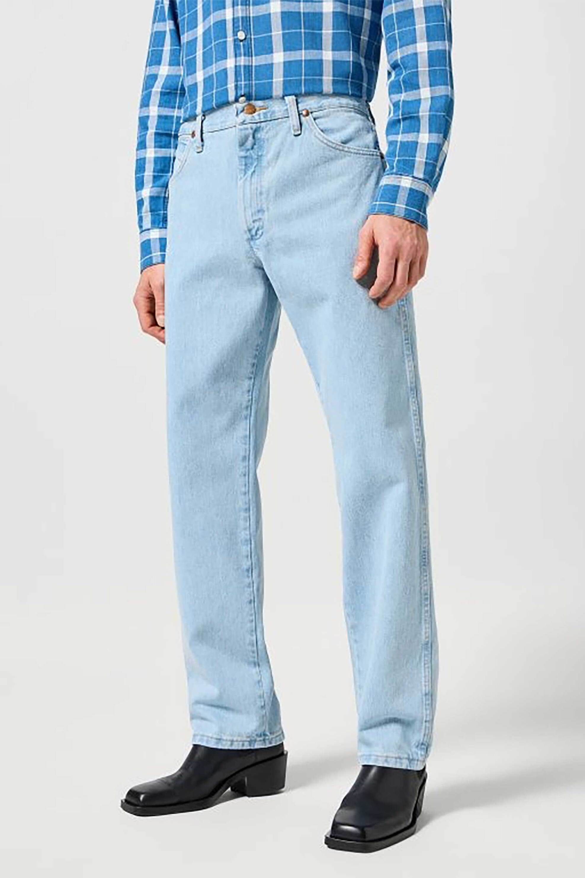 Wrangler® ανδρικό τζιν παντελόνι πεντάτσεπο με logo patch Cowboy Cut - 112358498 Denim Blue Ανοιχτό φωτογραφία