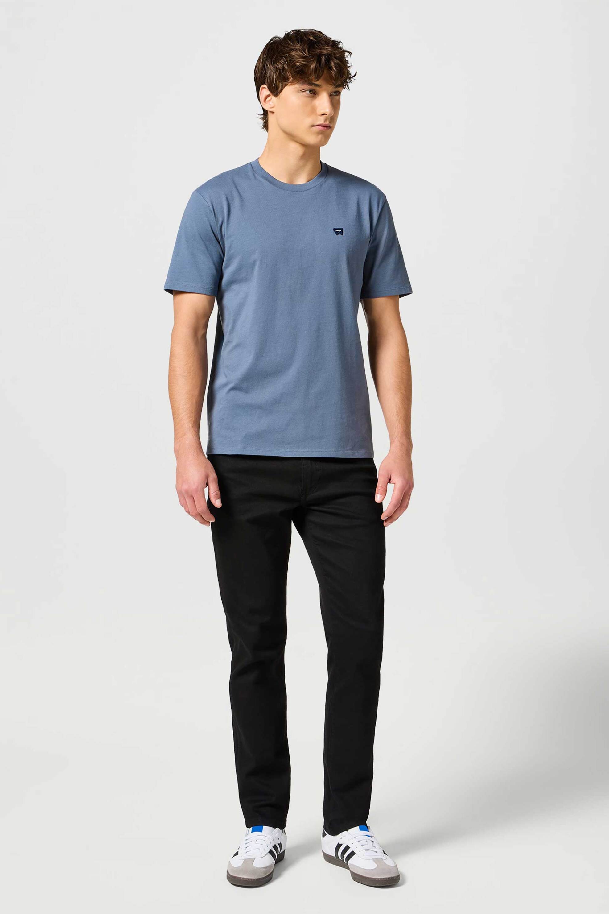 WRANGLER Wrangler® ανδρικό παντελόνι πεντάτσεπο με logo patch "Larston" Slim Fit - 112356815-** Μαύρο