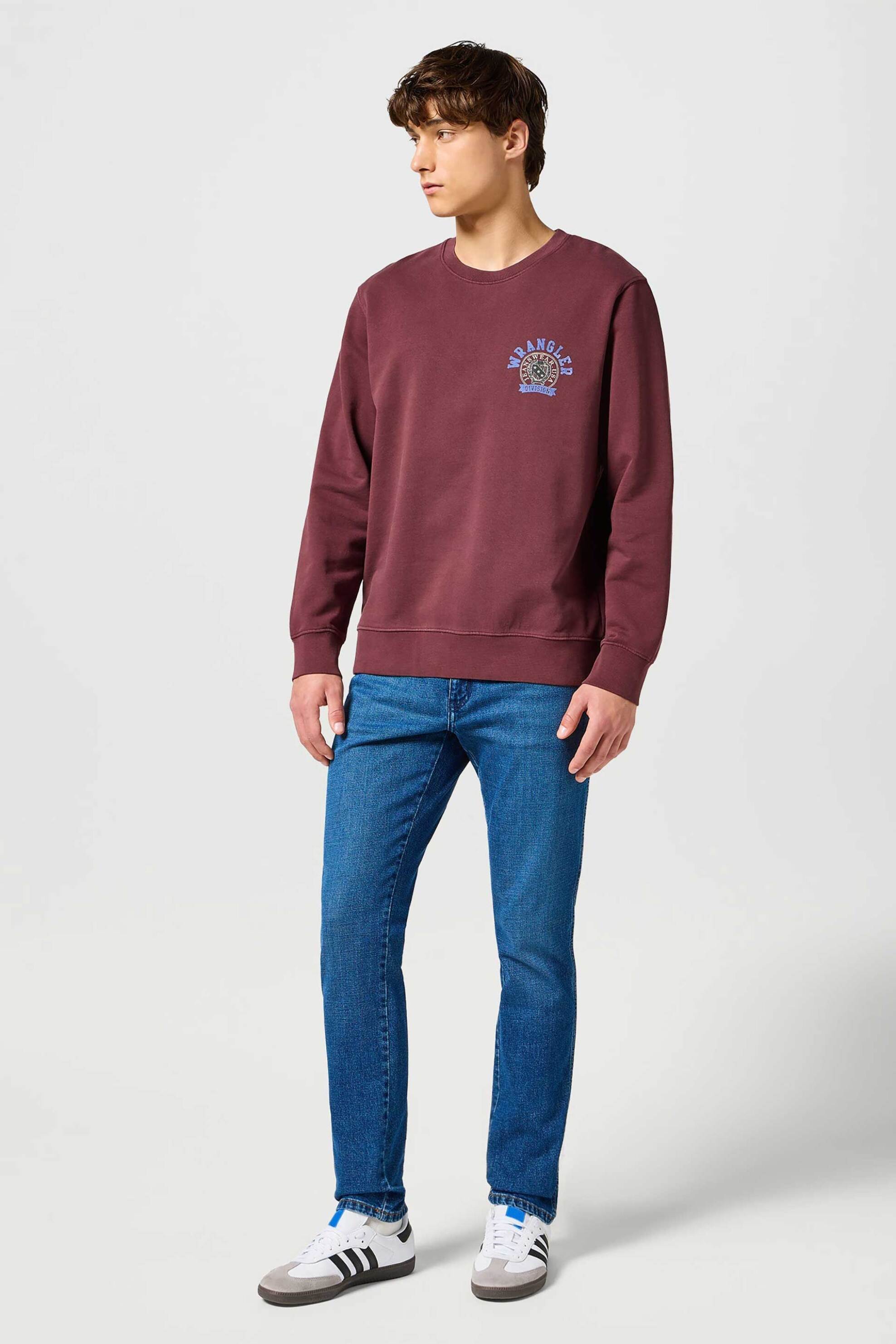 Wrangler® ανδρικό τζιν παντελόνι πεντάτσεπο με logo patch "River" Tapered Fit - 112356835-** Denim Blue