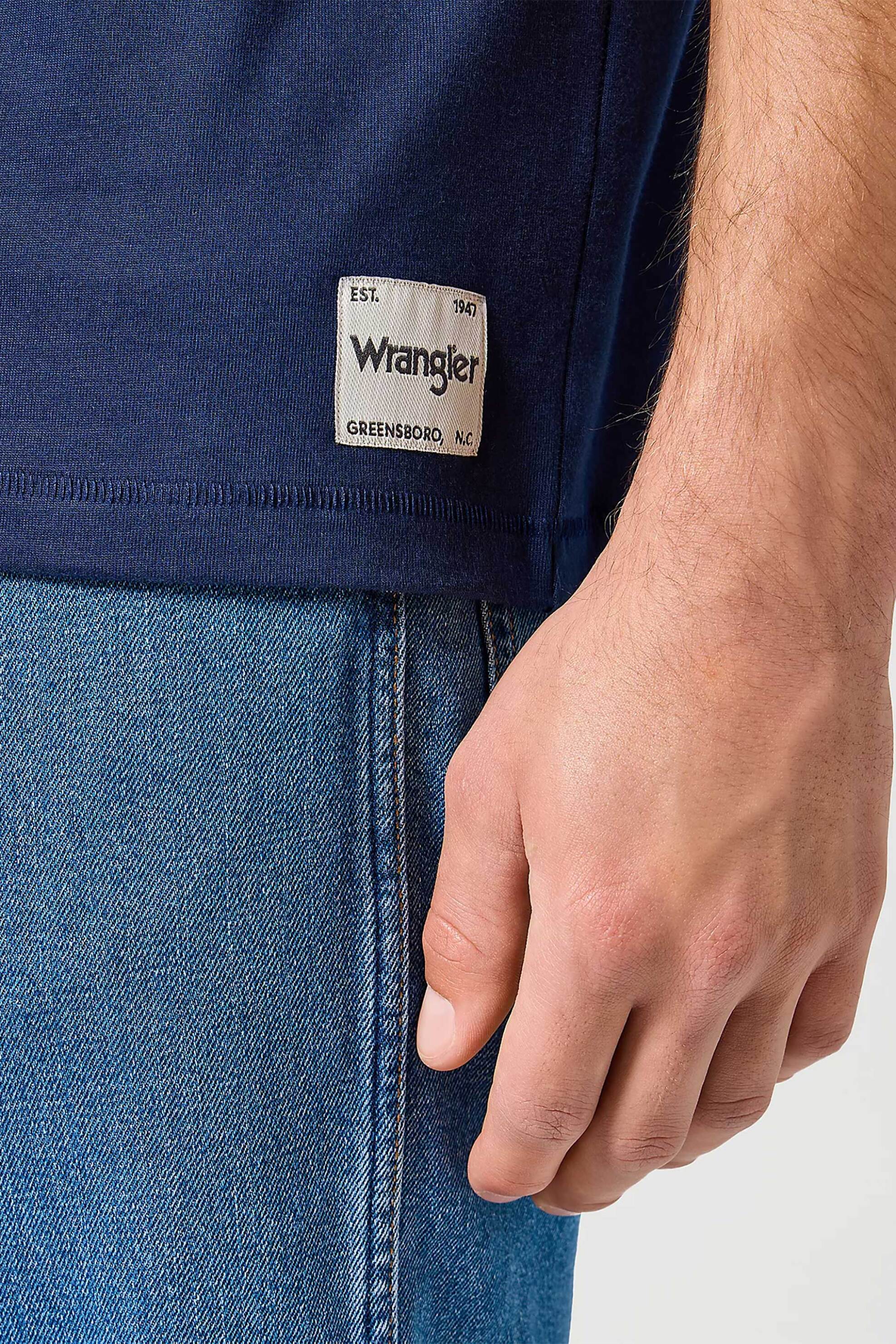 Wrangler Ανδρικό Μονόχρωμο T-Shirt Relaxed Fit Solid - 112357358 Μπλε Σκούρο