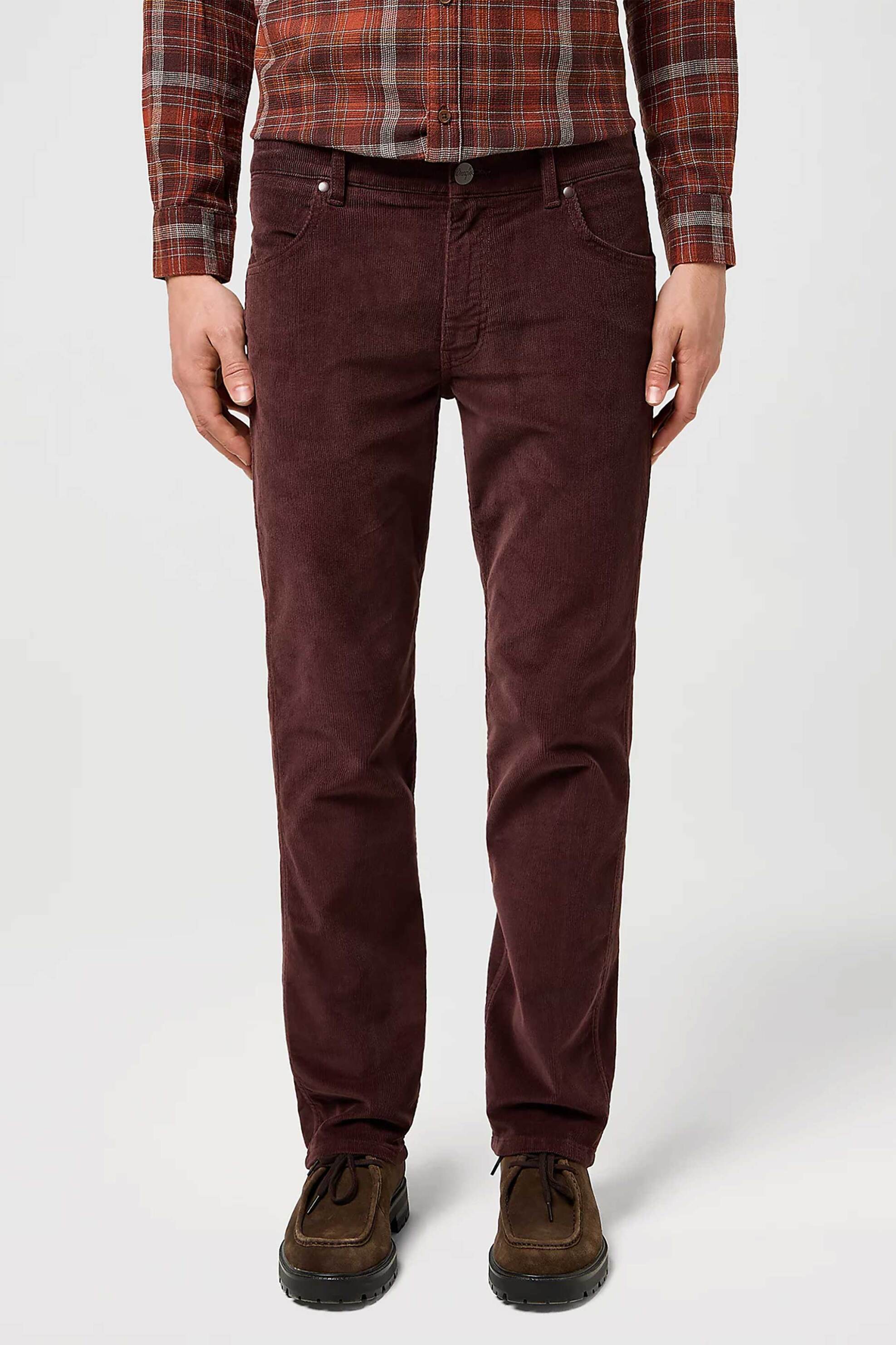 Wrangler® ανδρικό κοτλέ παντελόνι πεντάτσεπο Straight Fit "Greensboro" - 112370724 Καφέ φωτογραφία