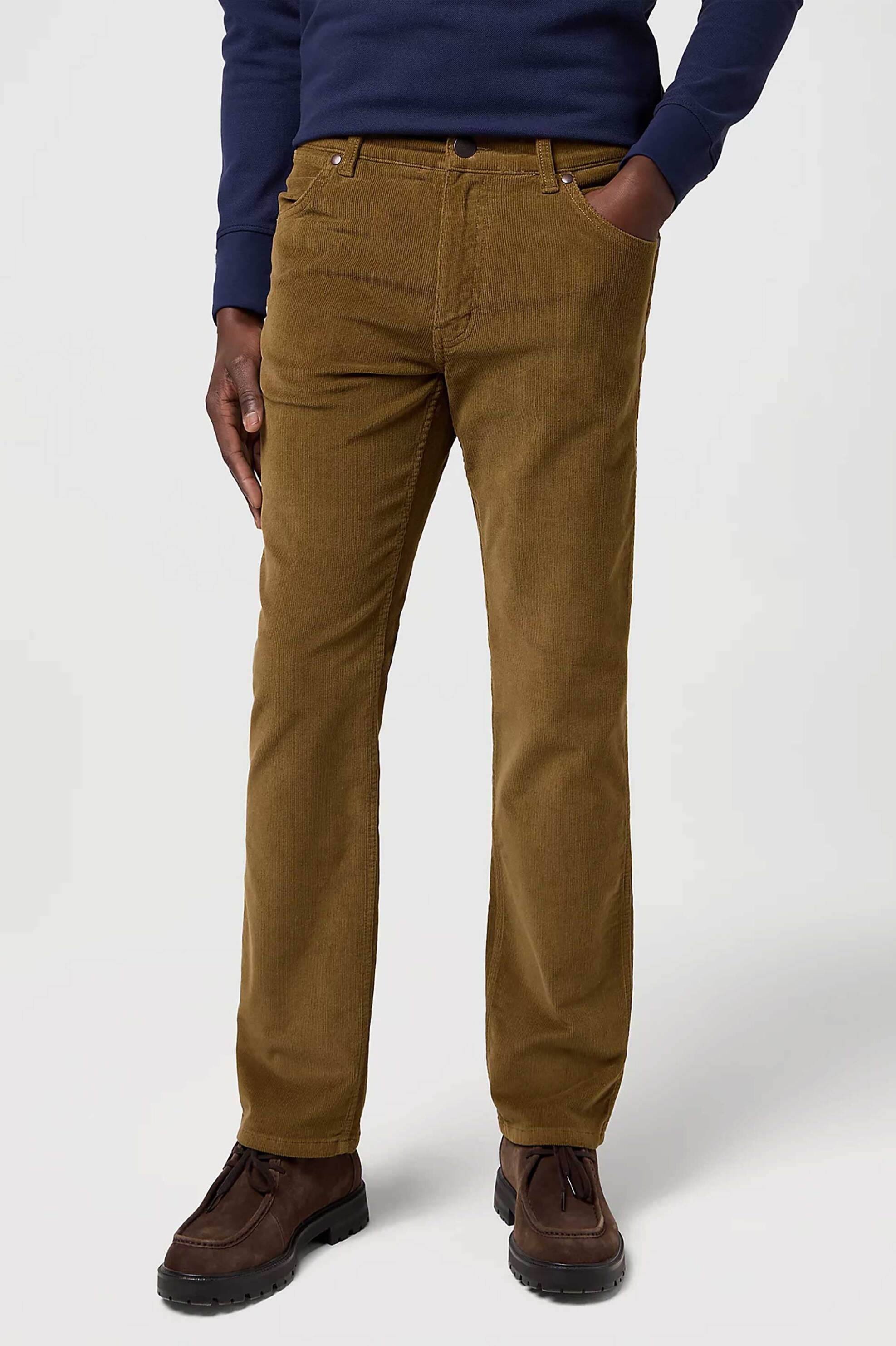 Wrangler® ανδρικό κοτλέ παντελόνι πεντάτσεπο Straight Fit "Greensboro" - 112370845 Καφέ φωτογραφία