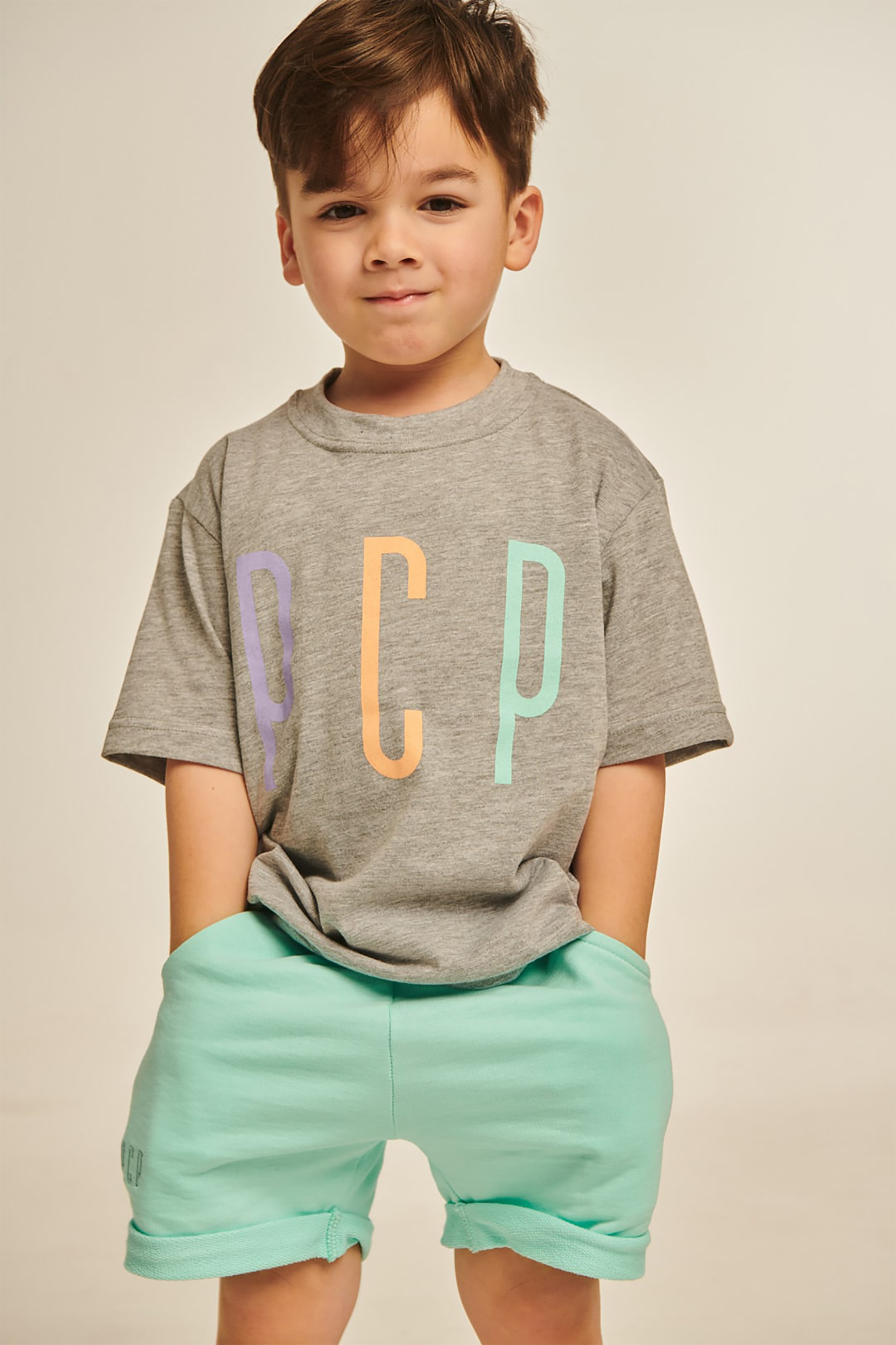 PCP Clothing παιδικό T-shirt με logo print (4-12 ετών) - 2022S08 0000 Γκρι