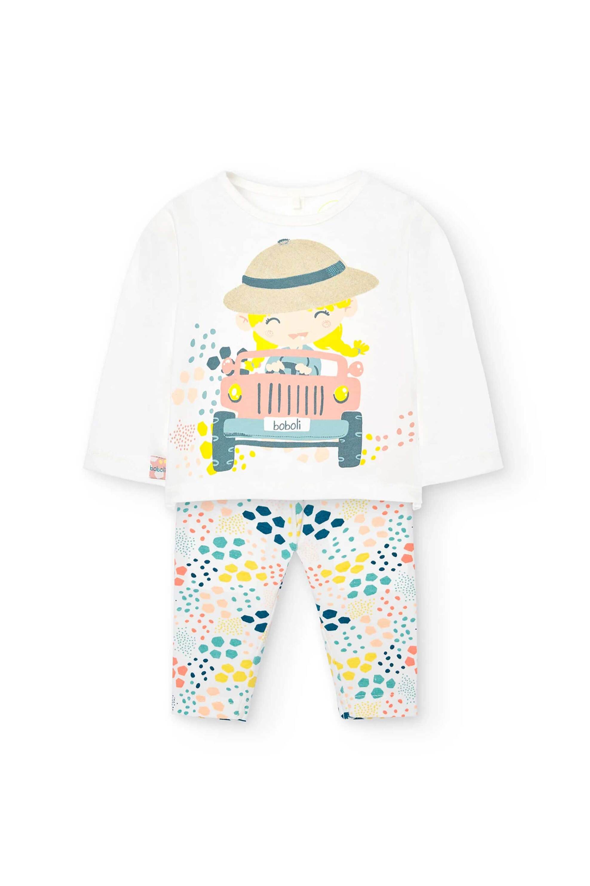 BOBOLI Boboli βρεφικό σετ μπλούζα με κολάν (2 τεμάχια) - 138002 Λευκό
