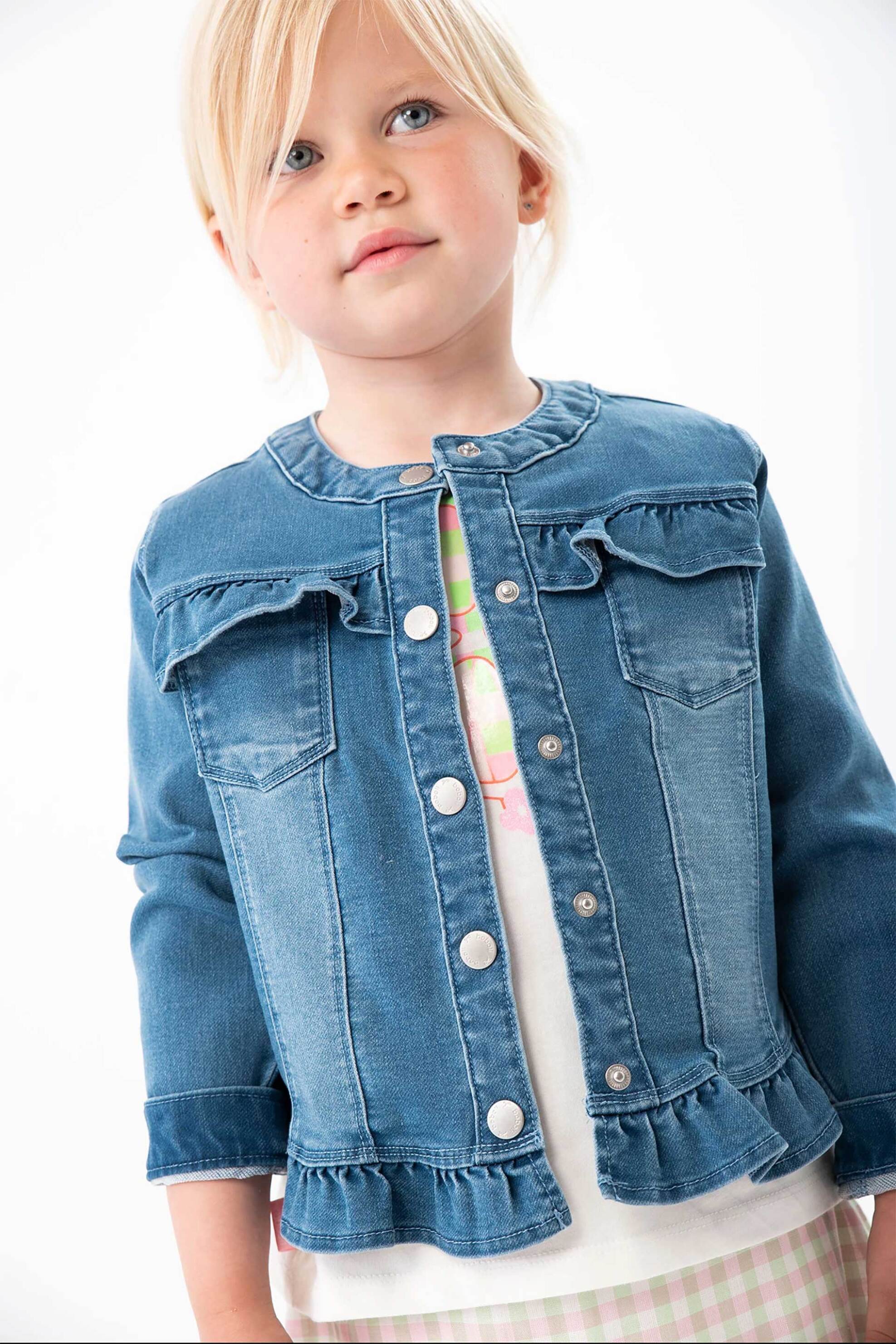 Παιδικά Ρούχα, Παπούτσια & Παιχνίδια > Παιδικά Ρούχα & Αξεσουάρ για Κορίτσια > Παιδικά Μπουφάν για Κορίτσια Boboli παιδικό denim jacket με βολάν - 208156 Denim Blue Σκούρο