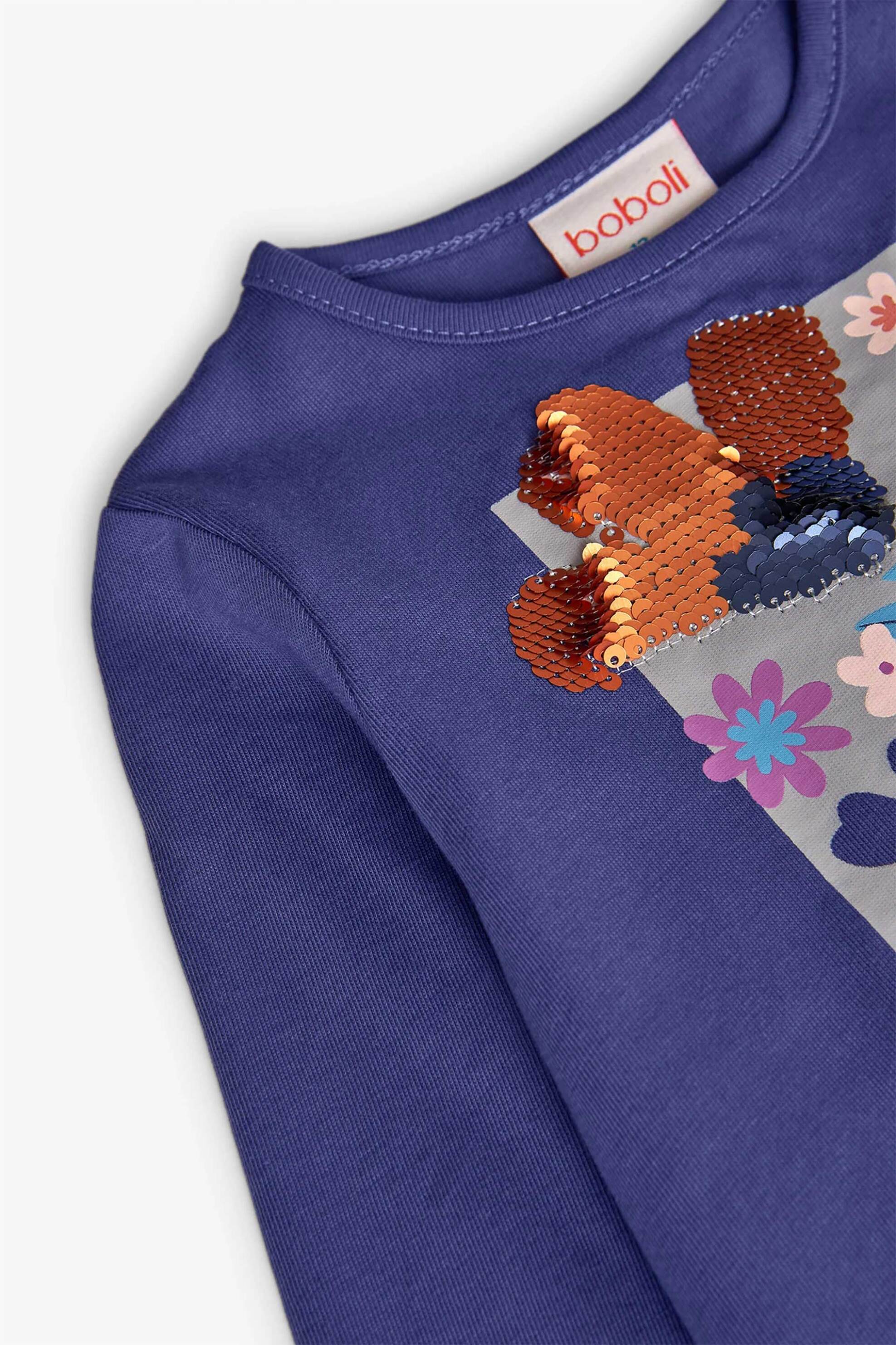 Boboli παιδική μακρυμάνικη μπλούζα με flower print από παγιέτες - 222073 Μοβ φωτογραφία