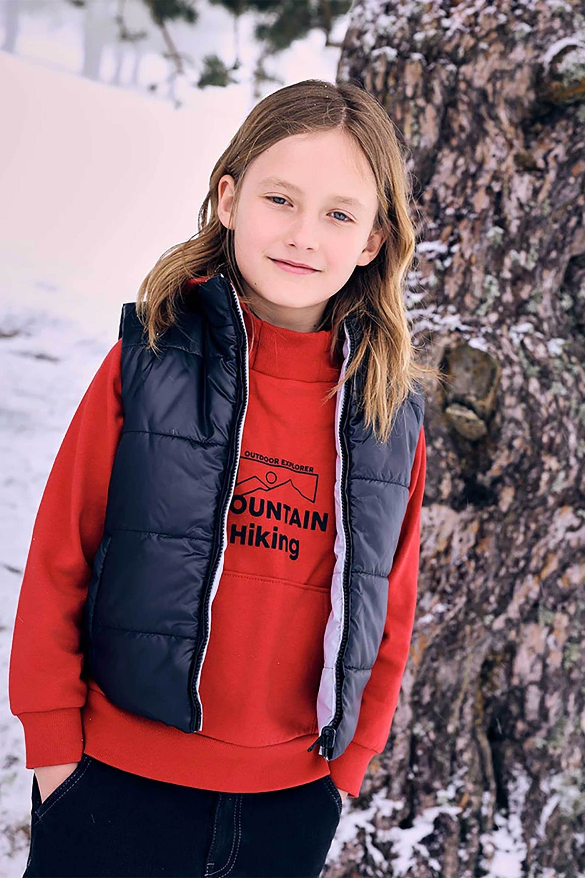 Boboli παιδική μπλούζα φούτερ με κουκούλα και lettering - 532101 Μπορντό