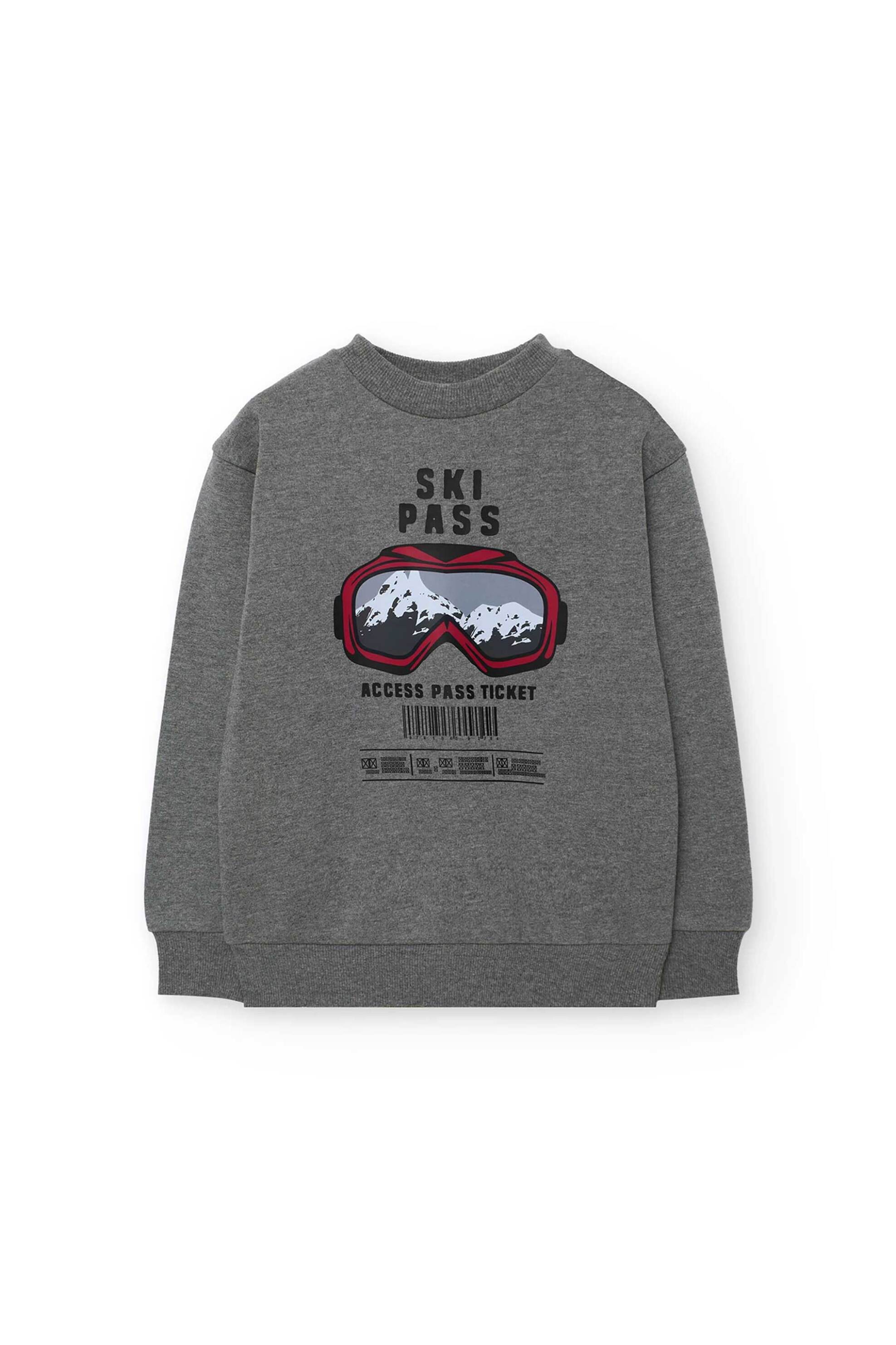 Boboli παιδικό σετ μπλούζα φούτερ με ski print και φόρμα (2 τεμάχια) - 532145 Γκρι φωτογραφία