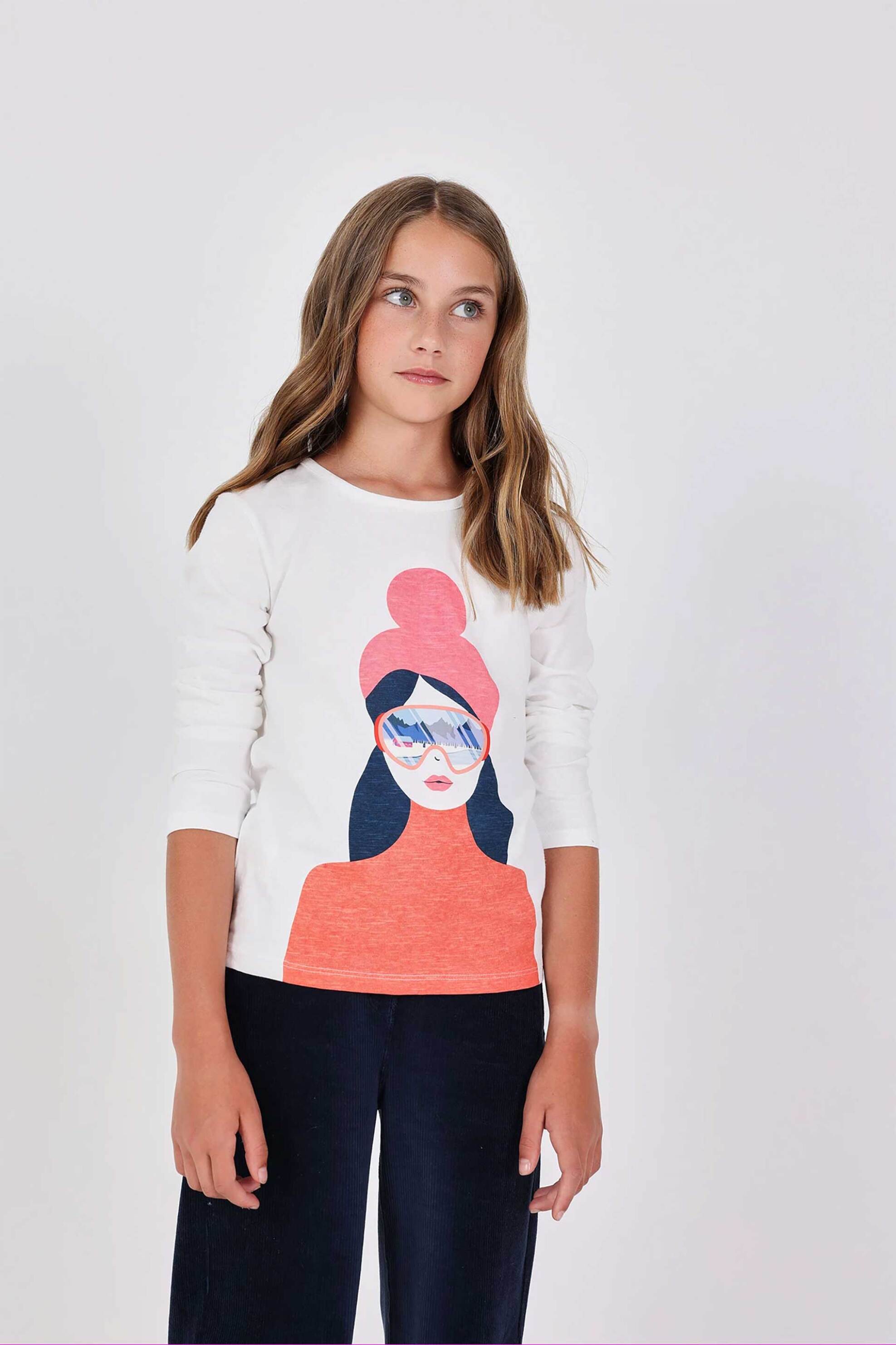 Boboli παιδική μακρυμάνικη μπλούζα με graphic print - 432065 Λευκό