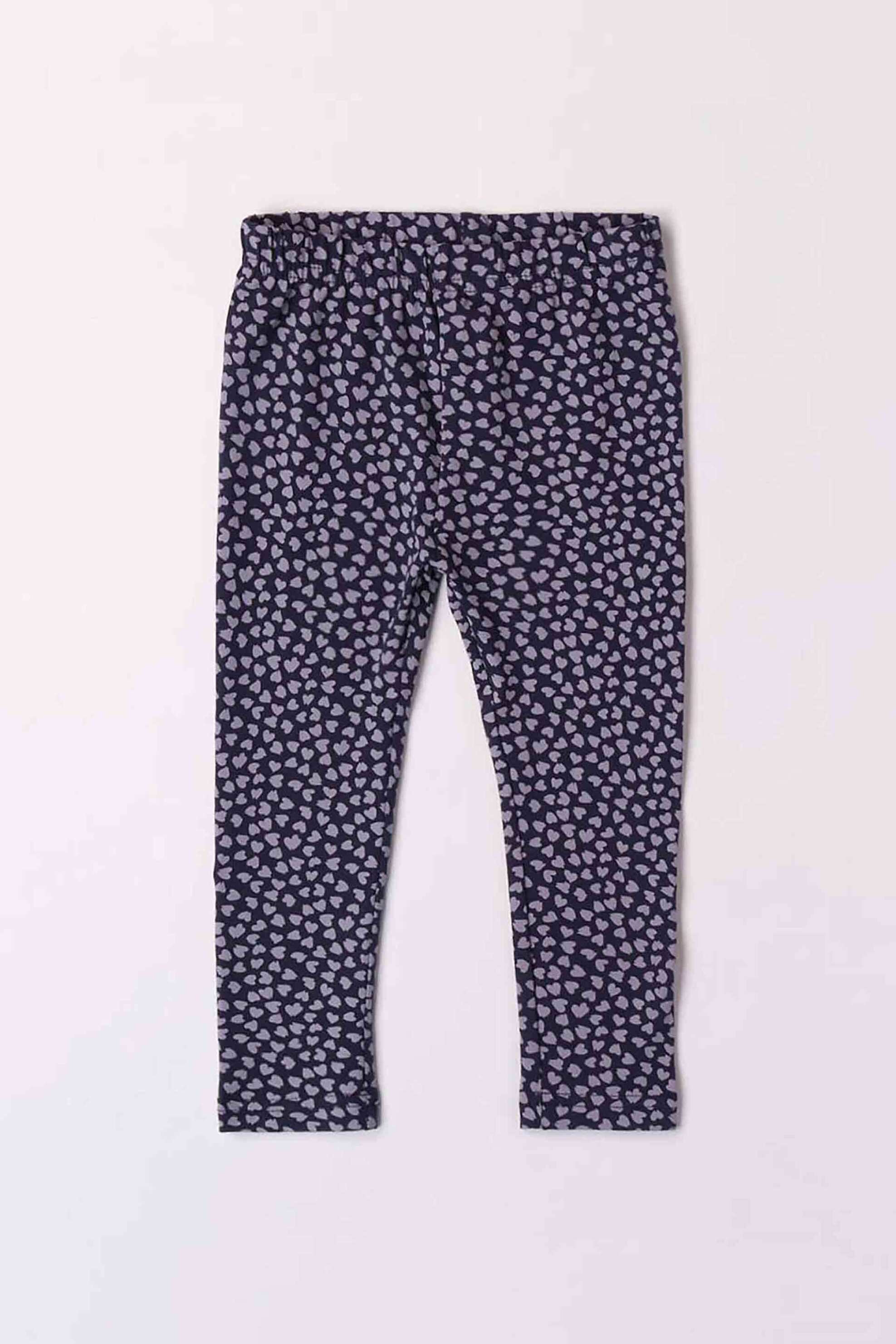 IDO iDo παιδικό βαμβακερό κολάν με ελαστική μέση και all-over contrast heart print - 4.7595/G1 Σκούρο Μπλε