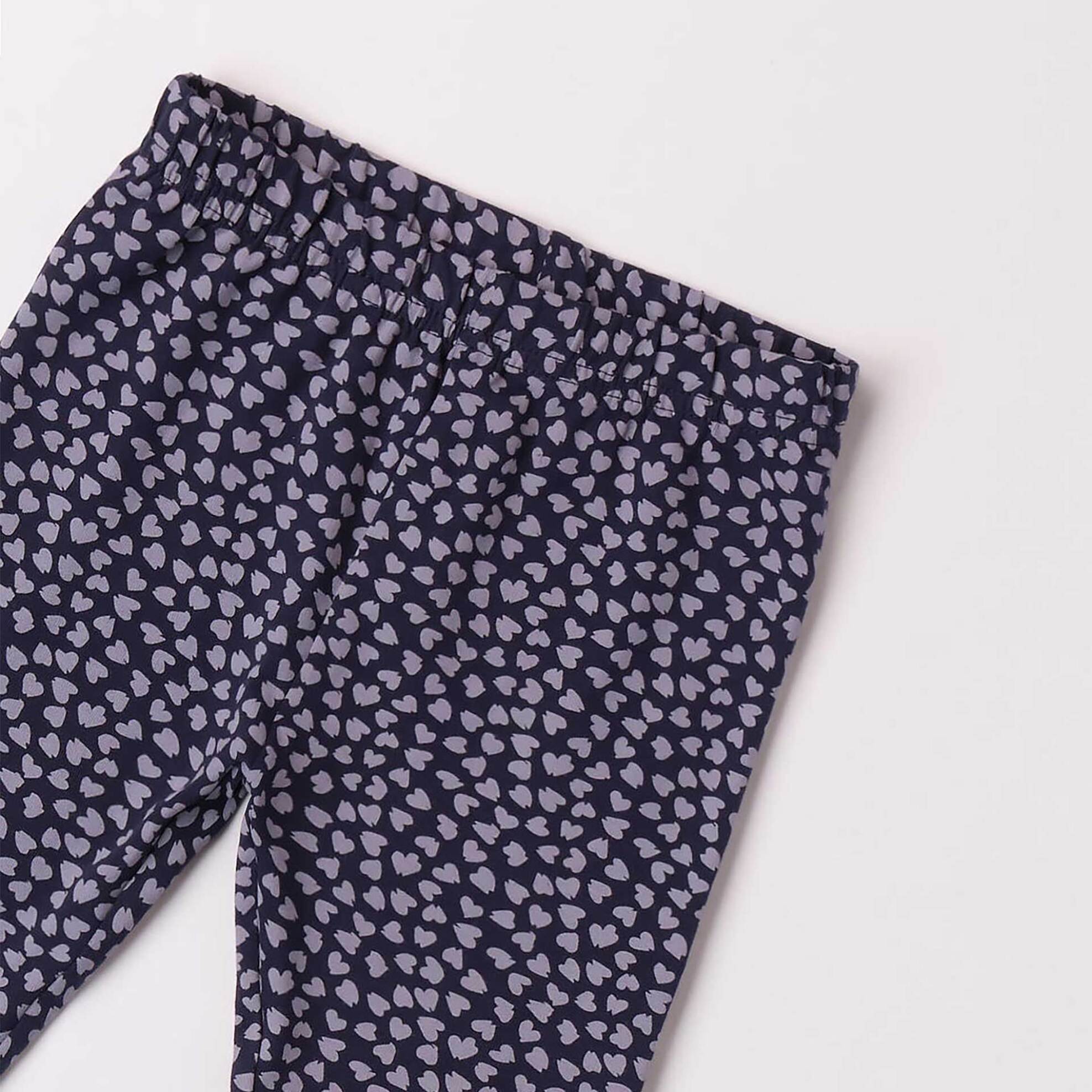 iDo παιδικό βαμβακερό κολάν με ελαστική μέση και all-over contrast heart print - 4.7595/G1 Σκούρο Μπλε φωτογραφία