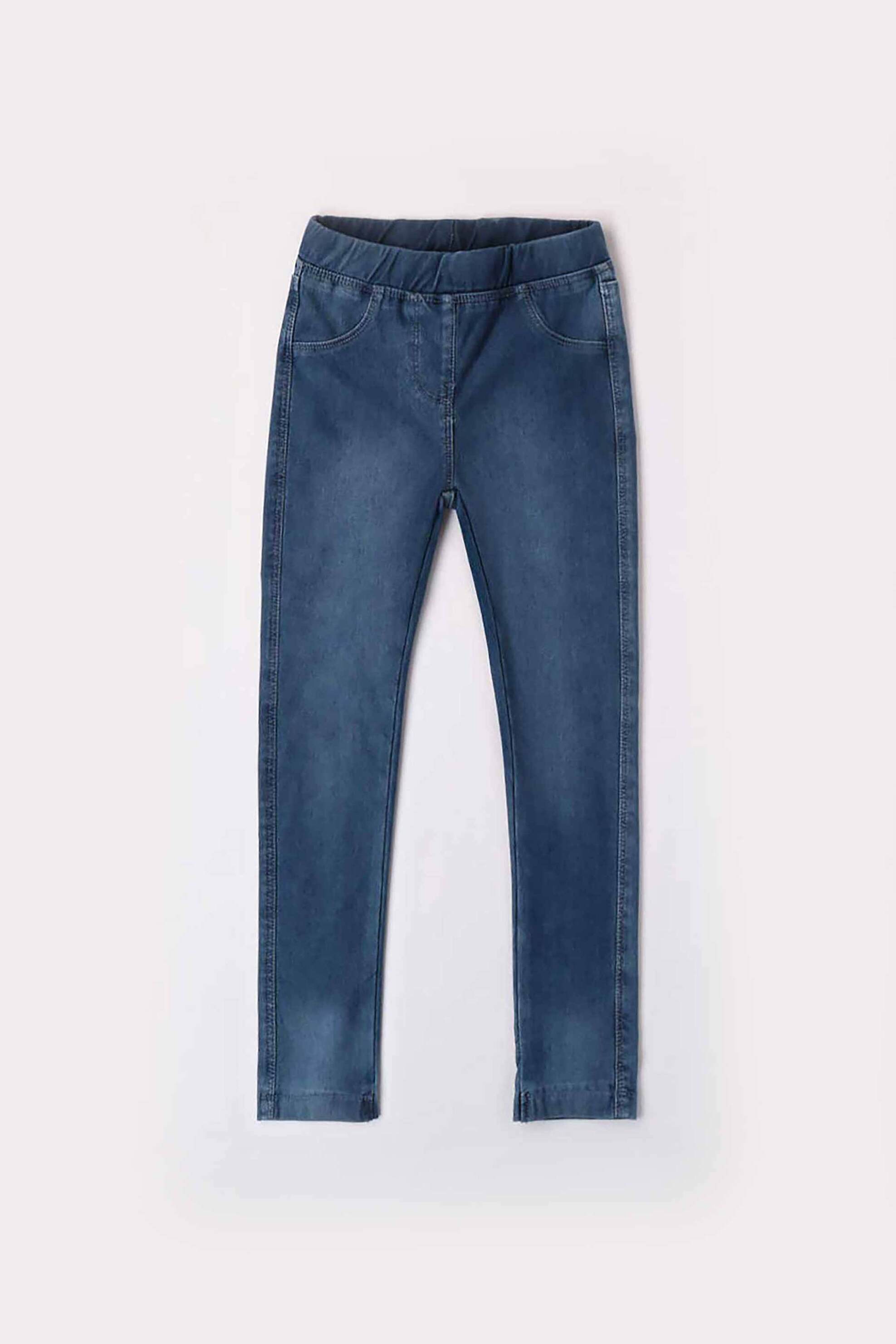 iDo παιδικό τζιν παντελόνι μονόχρωμο με ελαστική μέση και all-over washed effect - 4.7875/00 Denim Blue Σκούρο