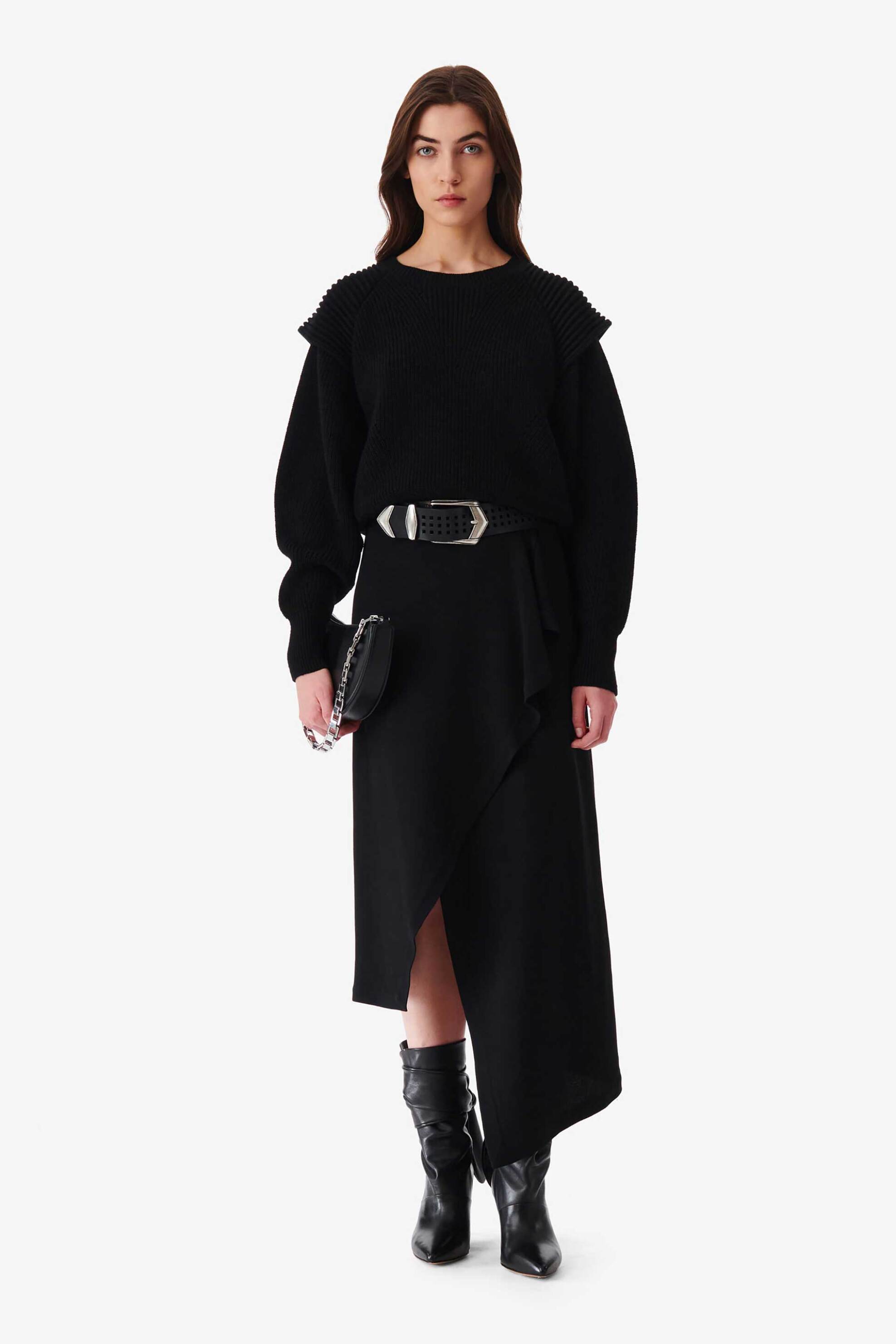 IRO Iro γυναικείο midi φούστα με ασύμμετρο σχέδιο "Jelena" - WP31JELENA Μαύρο