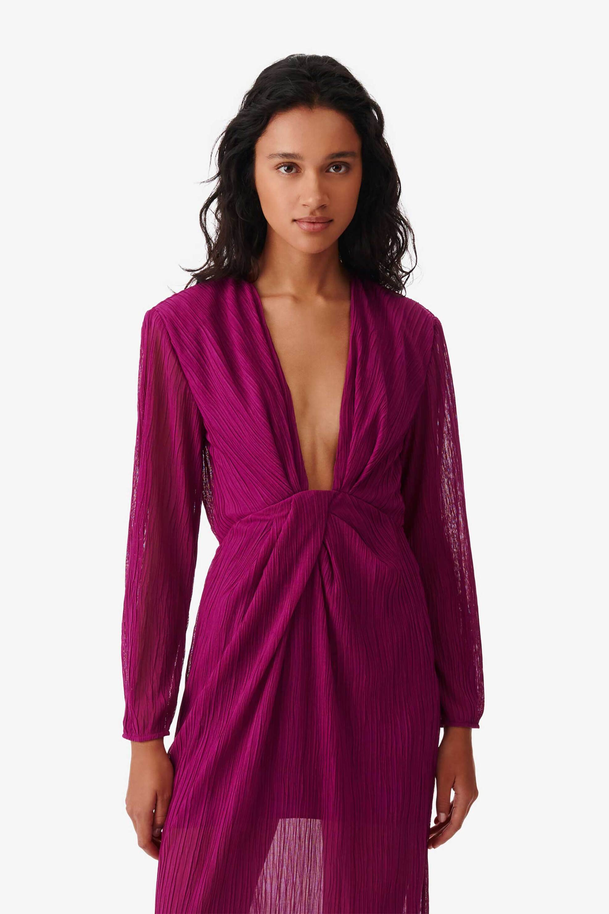 Iro γυναικείο ντραπέ φόρεμα με V ντεκολτέ - WP33ALOFI Φούξια φωτογραφία