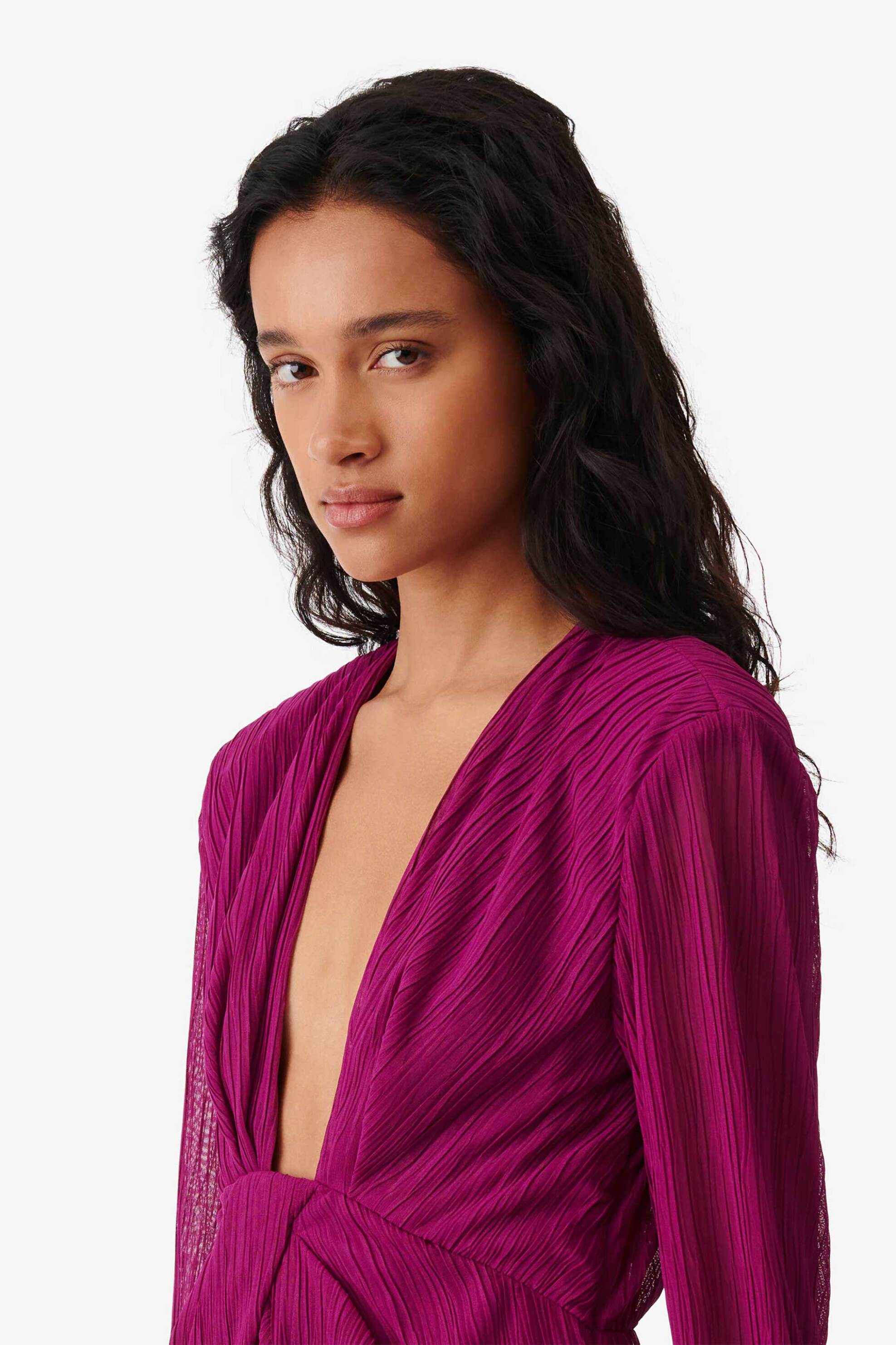 Iro γυναικείο ντραπέ φόρεμα με V ντεκολτέ - WP33ALOFI Φούξια φωτογραφία