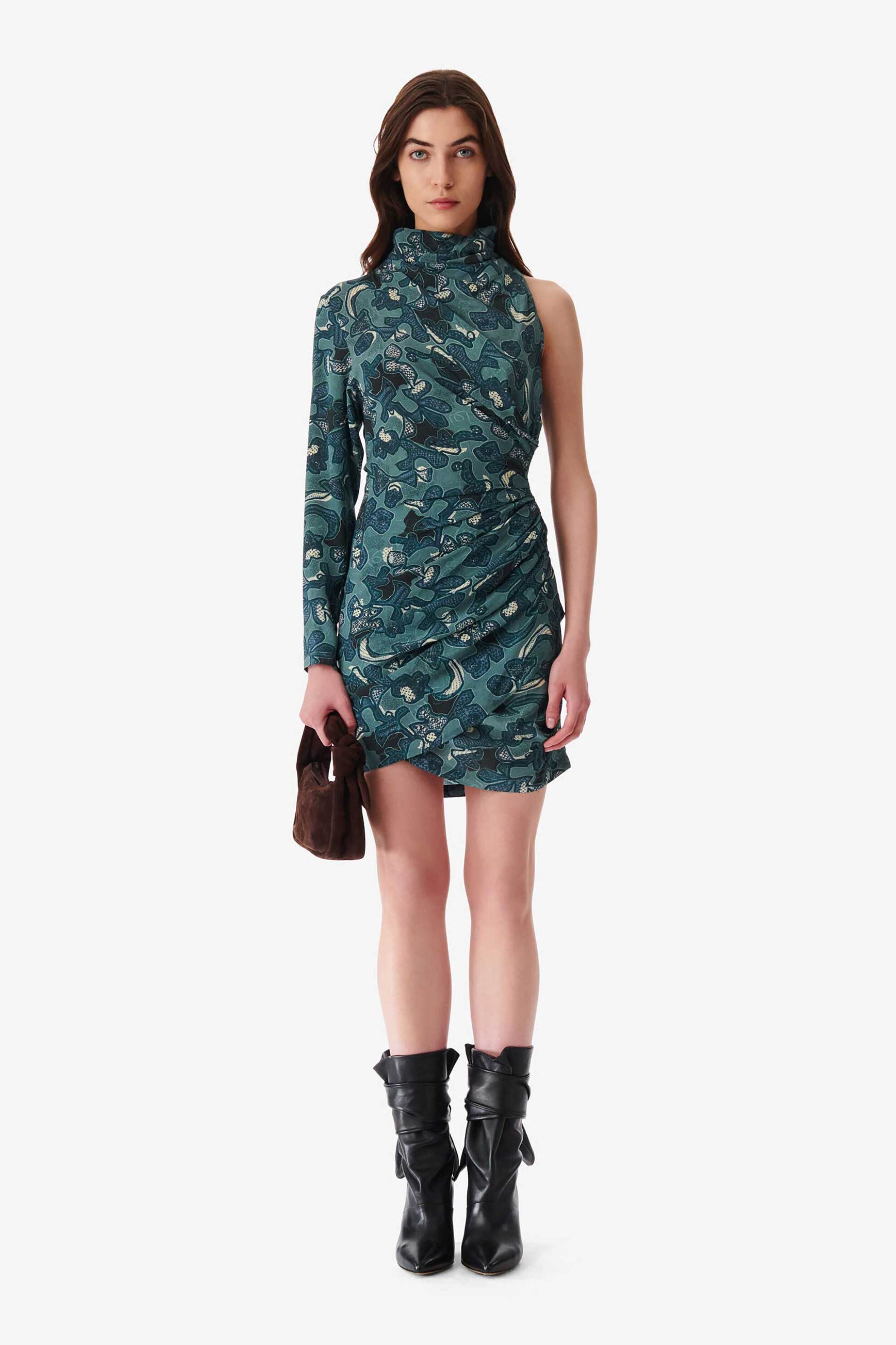 Iro γυναικείο ντραπέ φόρεμα με εμπριμέ print "Fabiola" - WP33FABIOLA Πράσινο Σμαραγδί