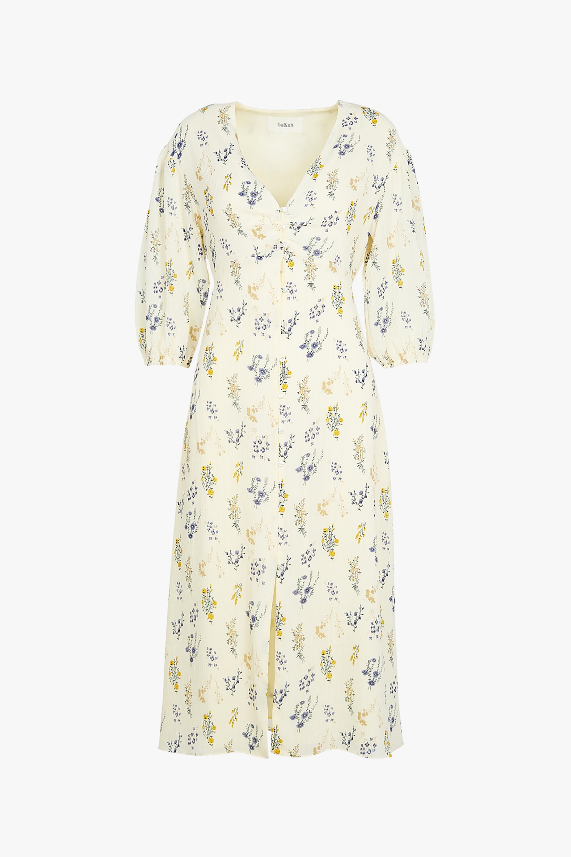 BA&SH ba&sh γυναικείο midi φόρεμα σεμιζιέ με floral print "Aris" - 1E22ARIS Εκρού - 4