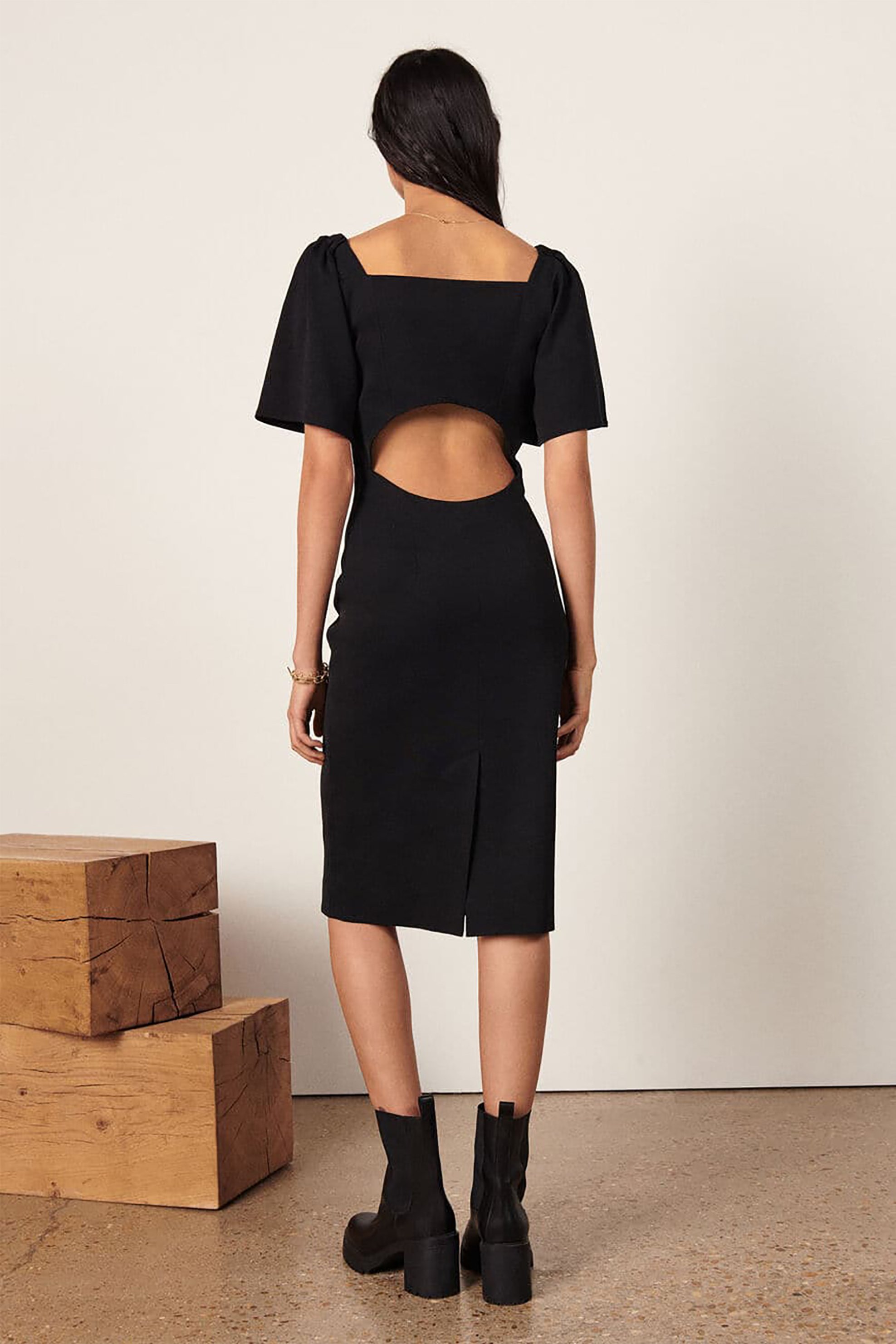 BA&SH ba&sh γυναικείο midi φόρεμα μονόχρωμο Slim Fit "Romea" - 1E22ROME Μαύρο - 3