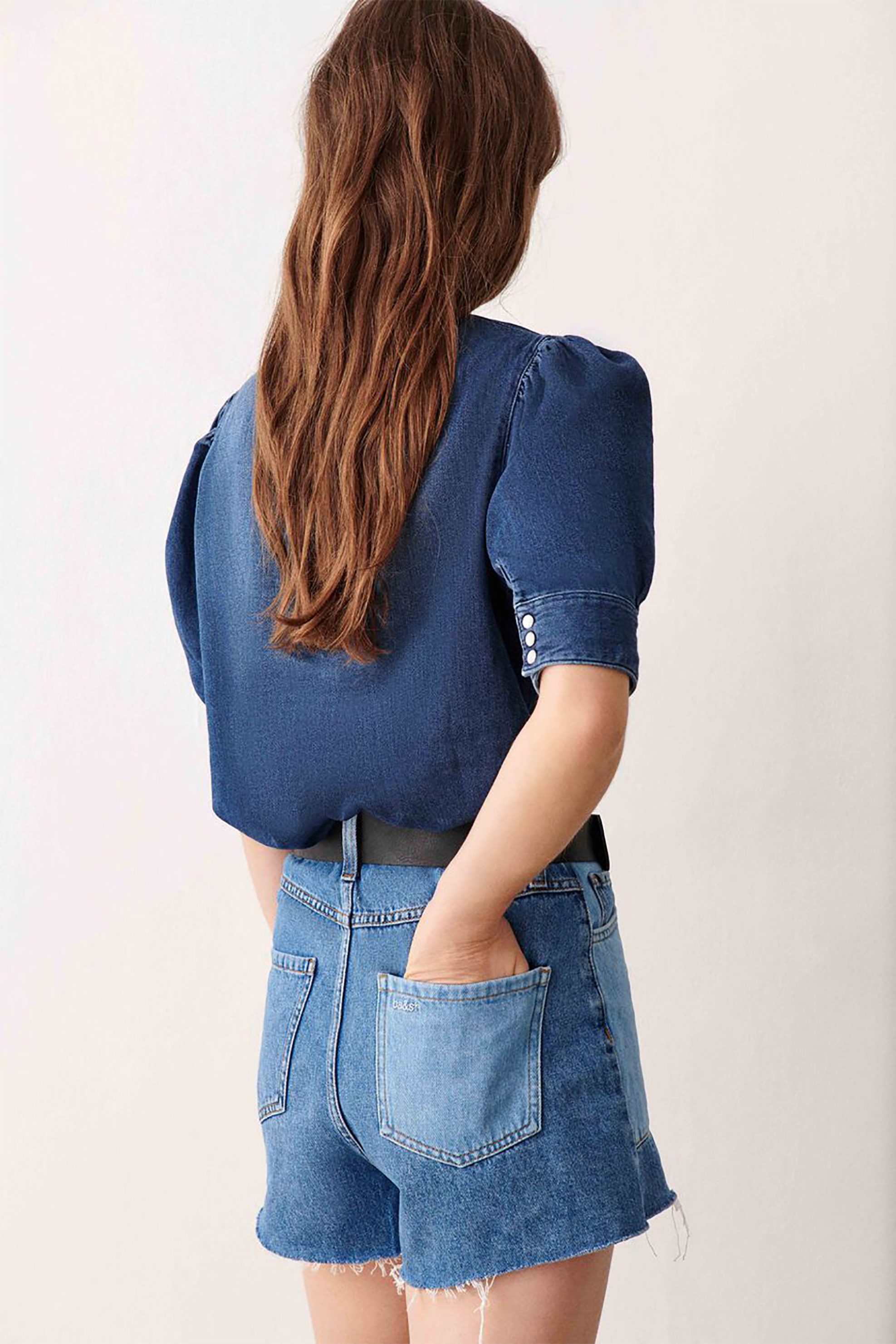 BA&SH ba&sh γυναικείο denim σορτς πεντάτσεπο με ξέφτια - 1E22QUIT Μπλε - 3
